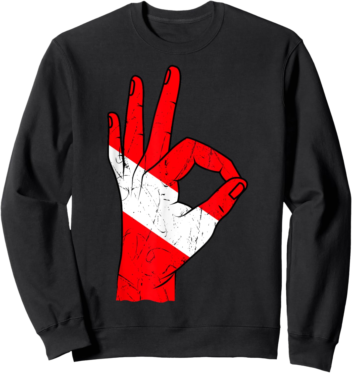 Hand Sign OK Scuba Diving Diver Down Flag Underwater Dive Sweatshirt - Sweatshirt | Black