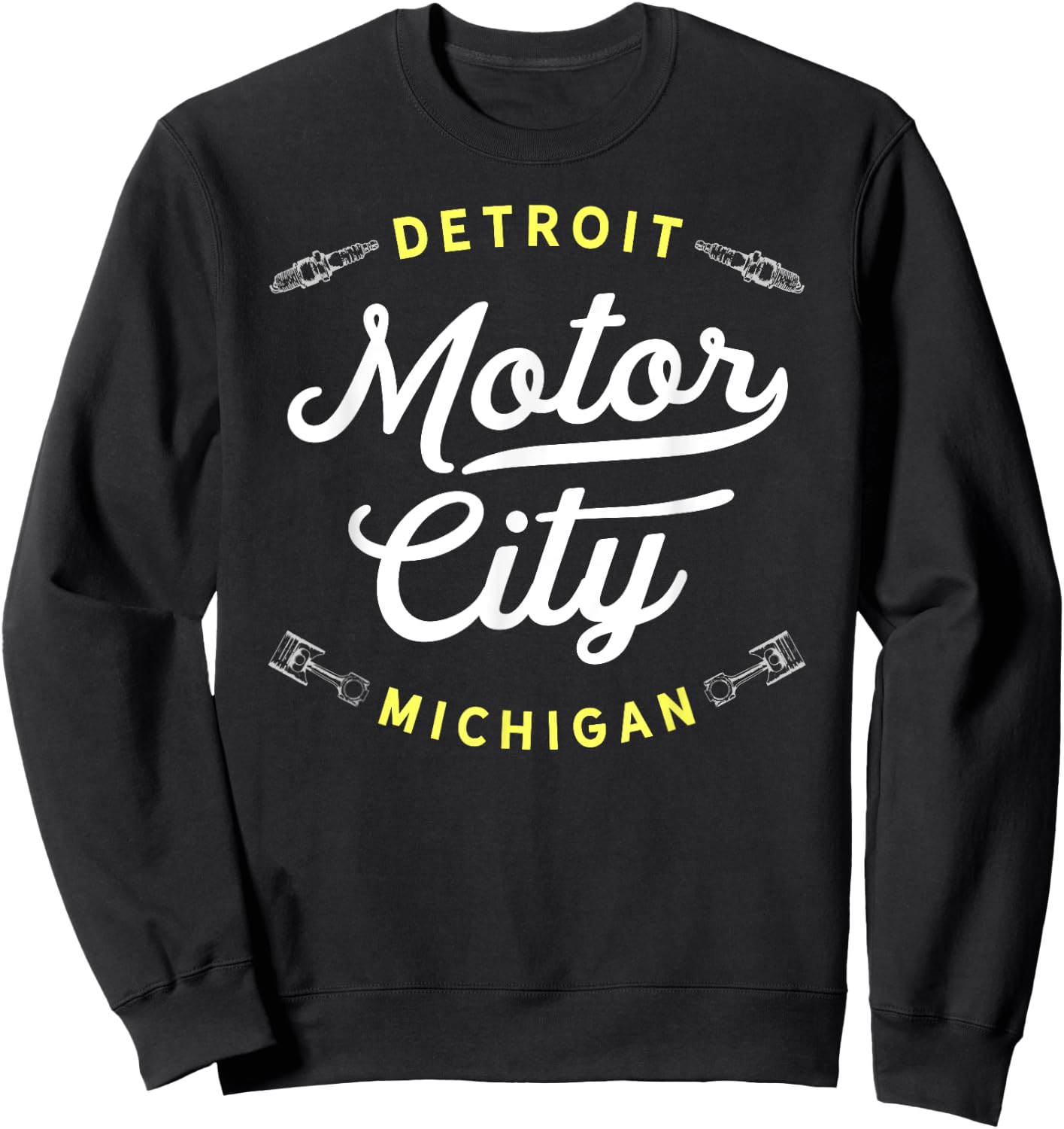 Iconic Motor City Detroit Michigan Throwback USA Novelty Sweatshirt - Sweatshirt | Black