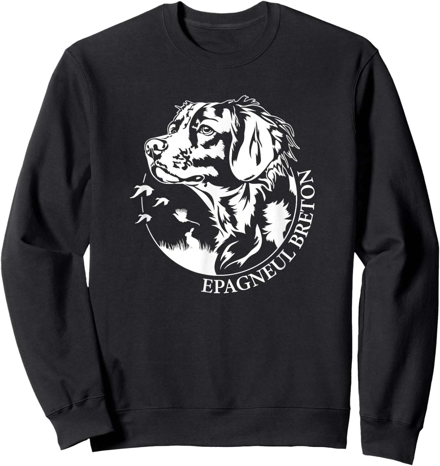 Breton Spaniel Hunting Dog Portrait Hunting Dog , Black, S Sweatshirt - Sweatshirt | Black