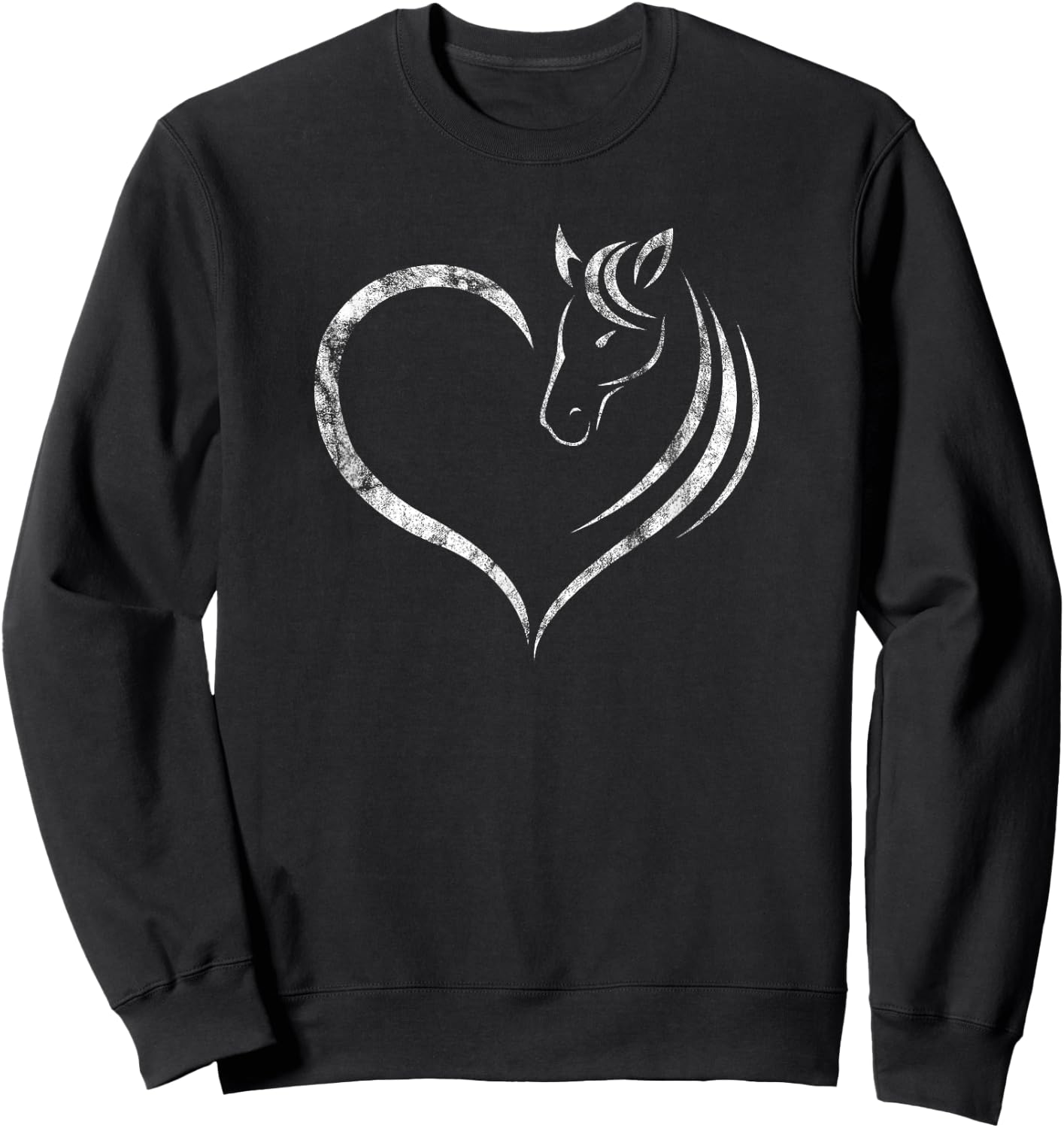 Cute Horse Lover Outfit Gift Girls Women Horse and Heart Sweatshirt - Sweatshirt | Black