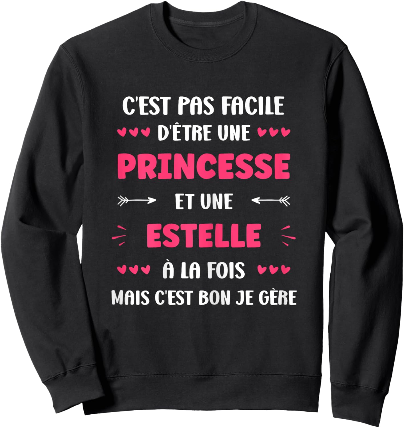 Princess Super estelle girl first name Humour estelle , Black, Female X-Small Sweatshirt - Sweatshirt | Black