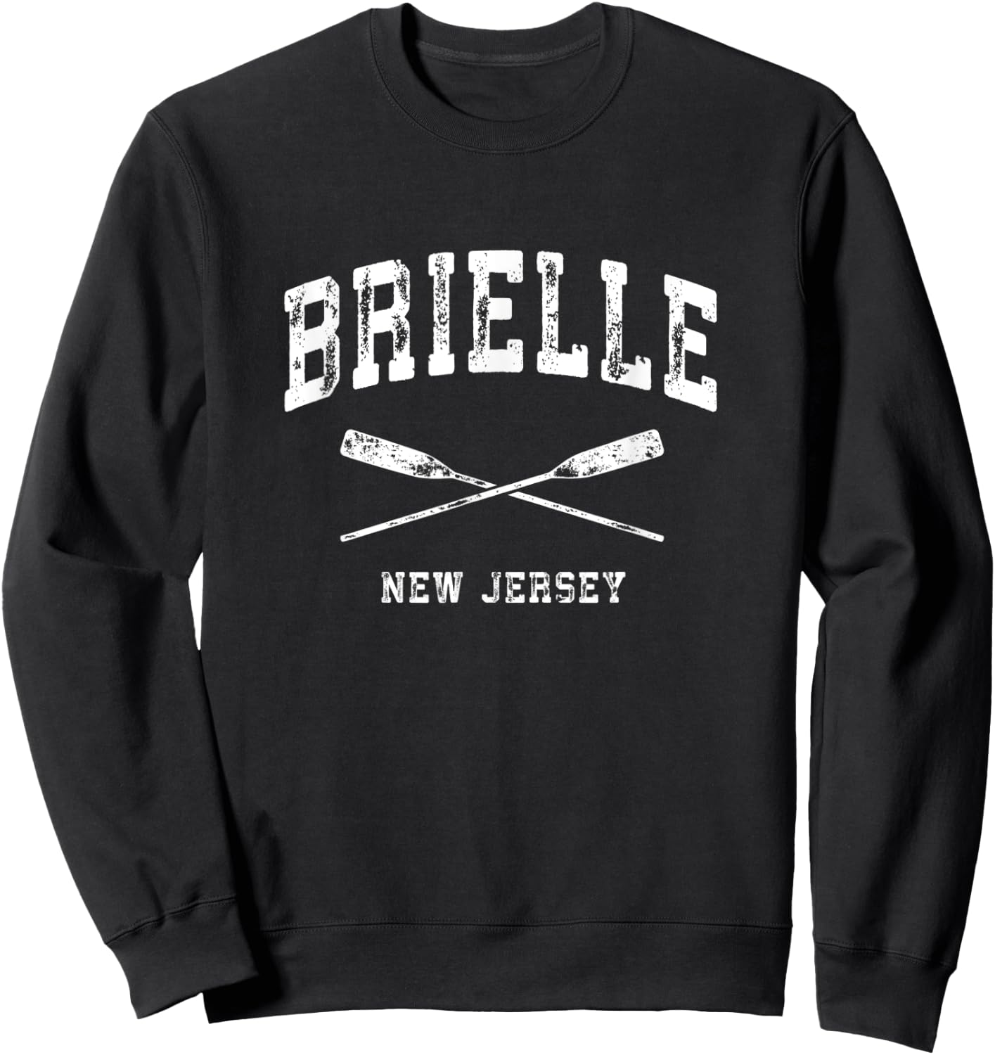 Brielle New Jersey Vintage Nautical Crossed Oars Sweatshirt - Sweatshirt | Black