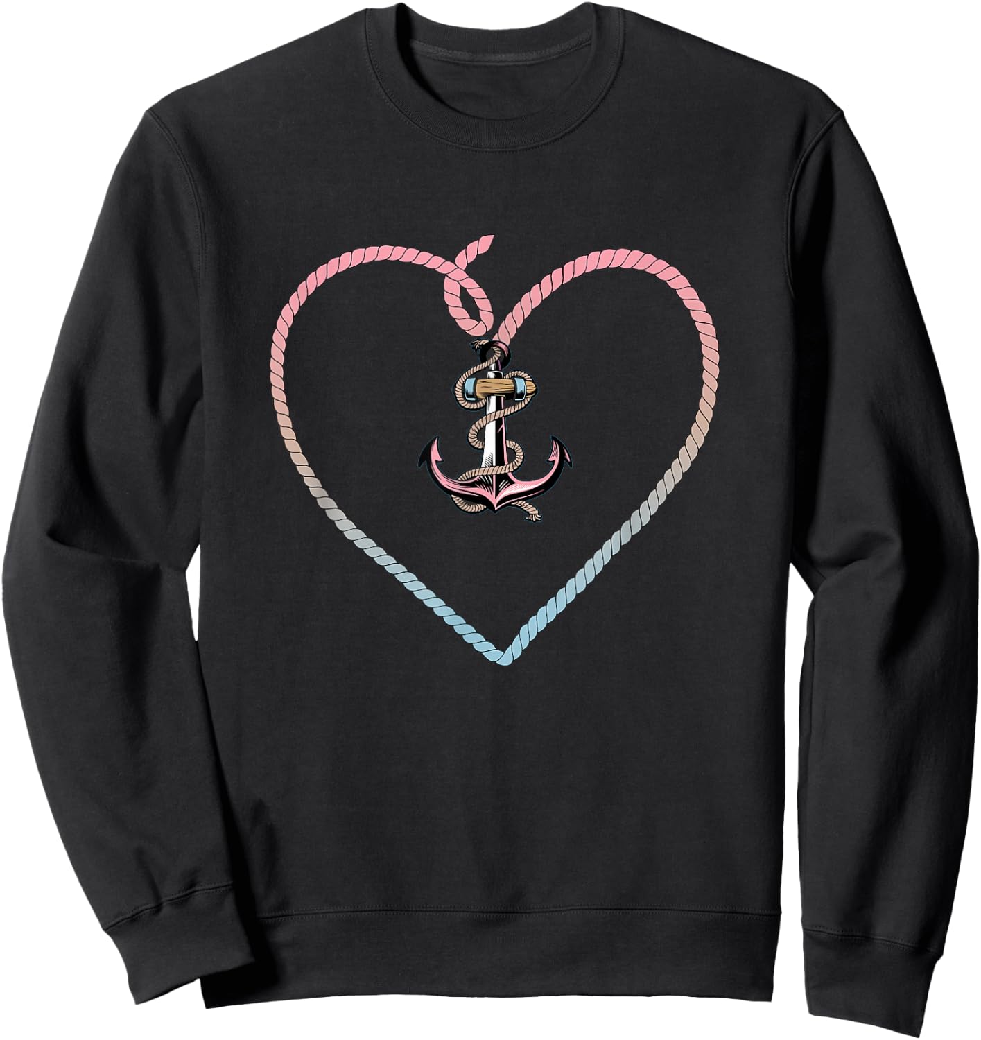 Heart Anchor Vacation Nautical Anchor Sweatshirt - Sweatshirt | Black