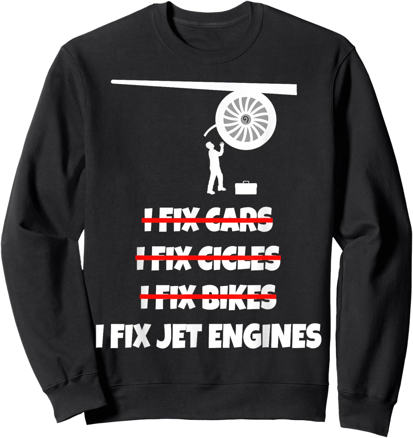 Jet Engine Picture Shirt Mechanic Airplane Technician Sweatshirt - Sweatshirt | Black