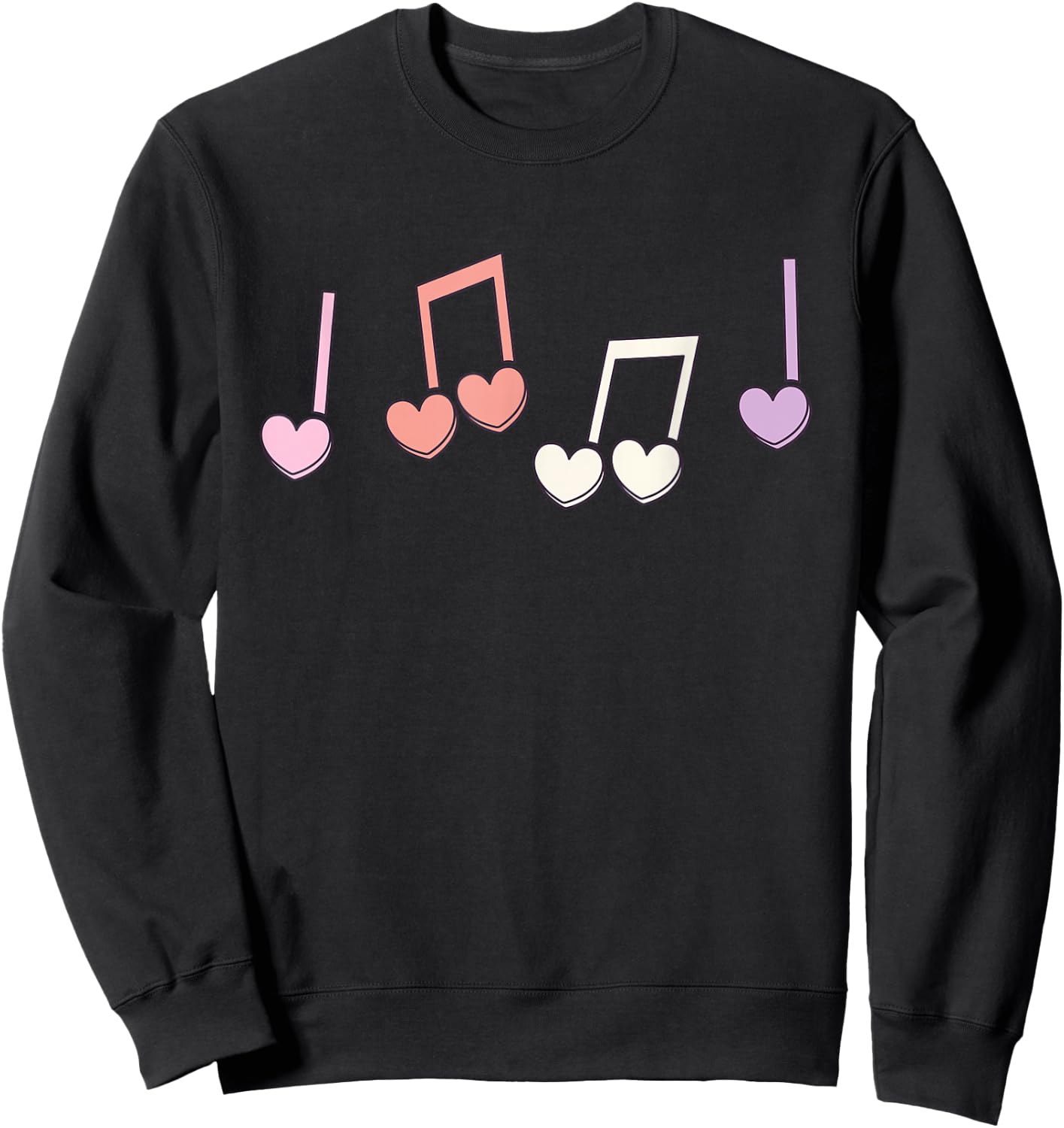 Music Heart Music Note Funny Musician Kids Cute Girls Music Sweatshirt - Sweatshirt | Black