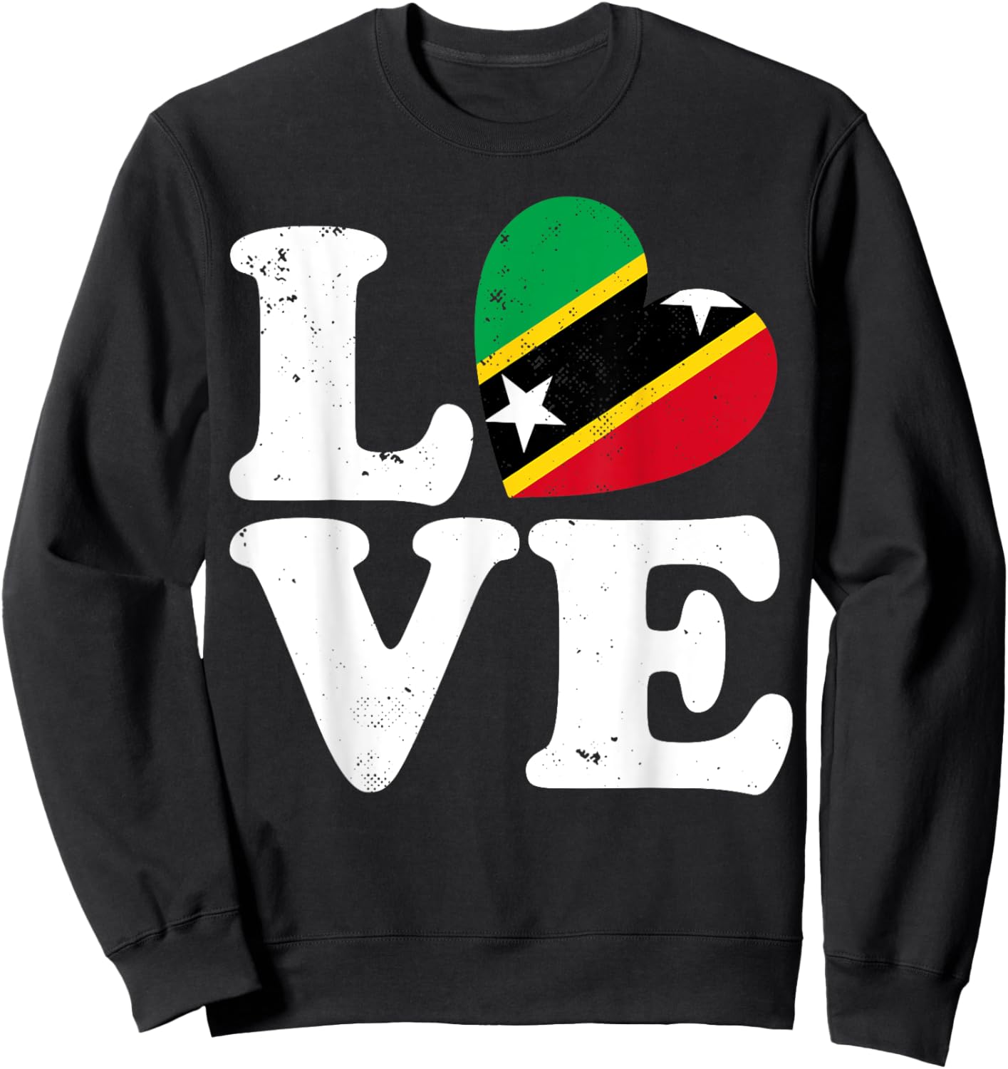 Love Heart St Kitts and Nevis Proud St Kitts and Nevis Flag Sweatshirt - Sweatshirt | Black
