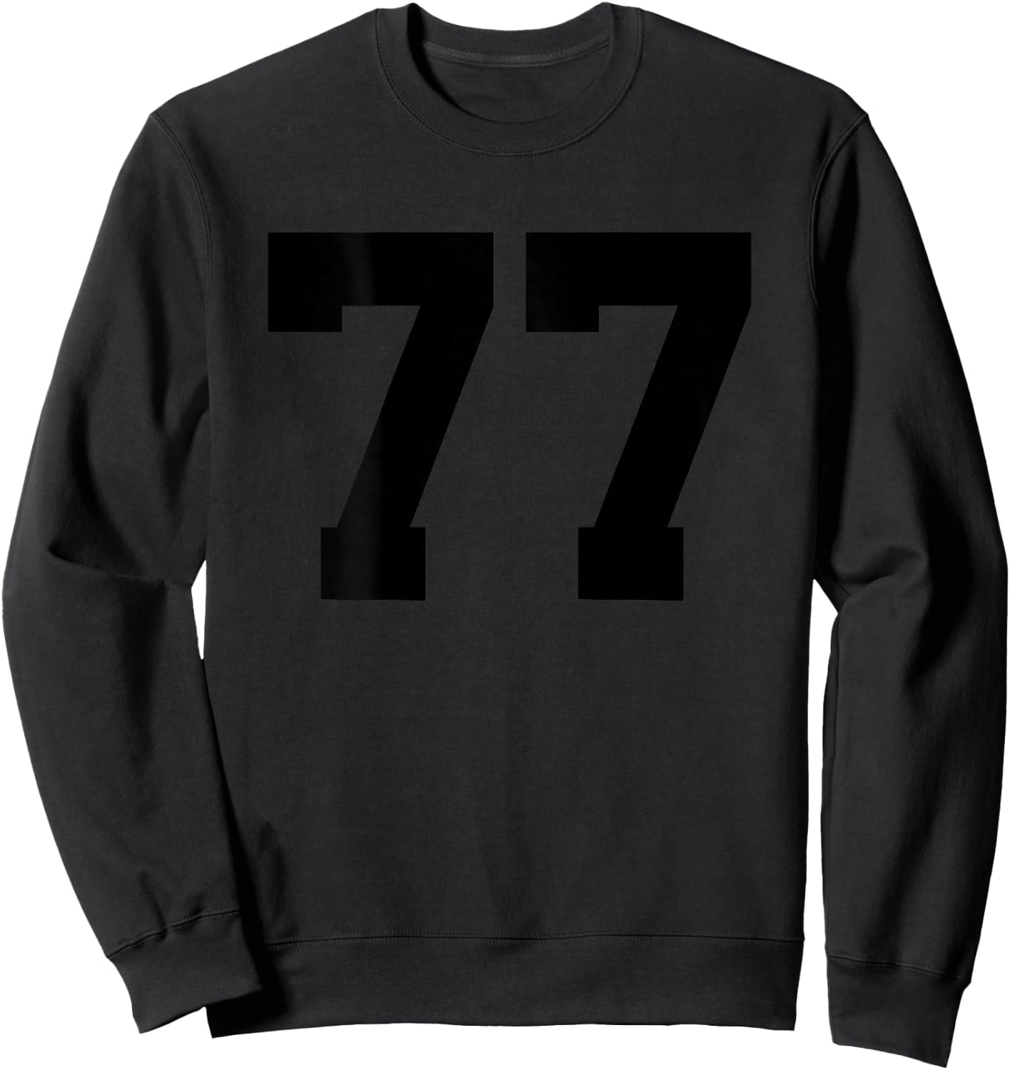 Number 77 (Prints on the Back) Cotton Team Jersey Sweatshirt - Sweatshirt | Black