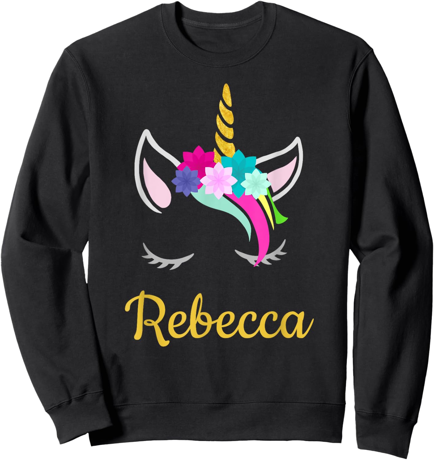 Rebecca Dark Unicorn Name Sweatshirt - Sweatshirt | Black