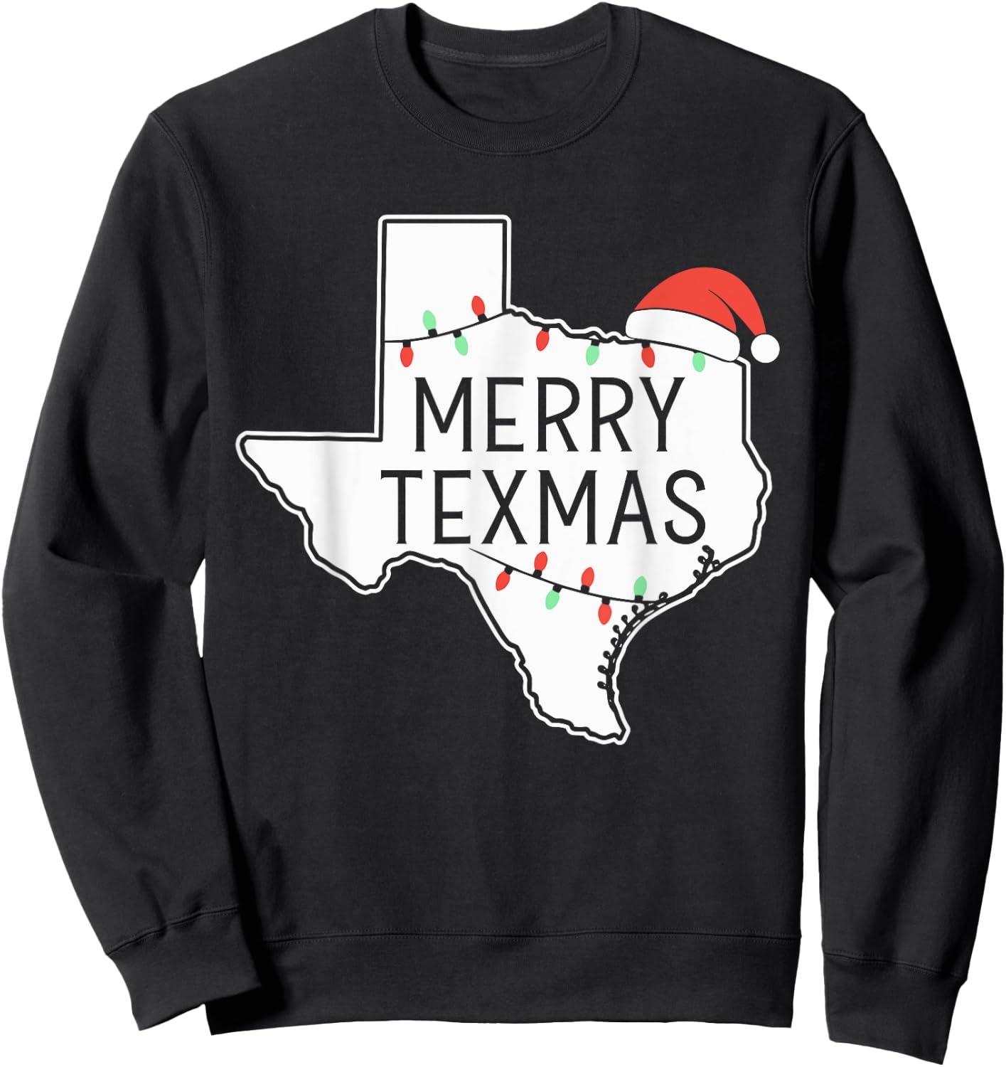 Merry Texmas Texas State Christmas Sweatshirt - Sweatshirt | Black