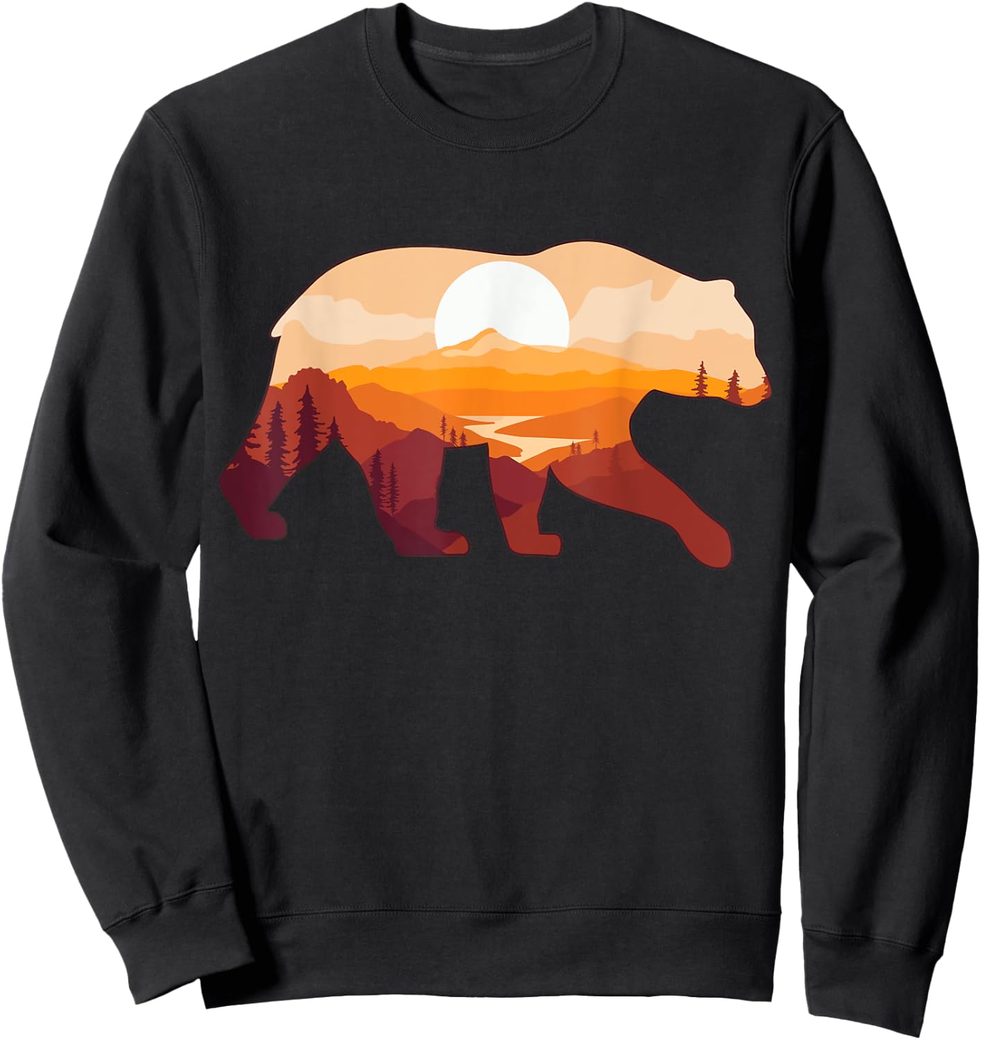 Bear Double Exposure Preserve Surreal Wildlife Animal Themed Sweatshirt - Sweatshirt | Black