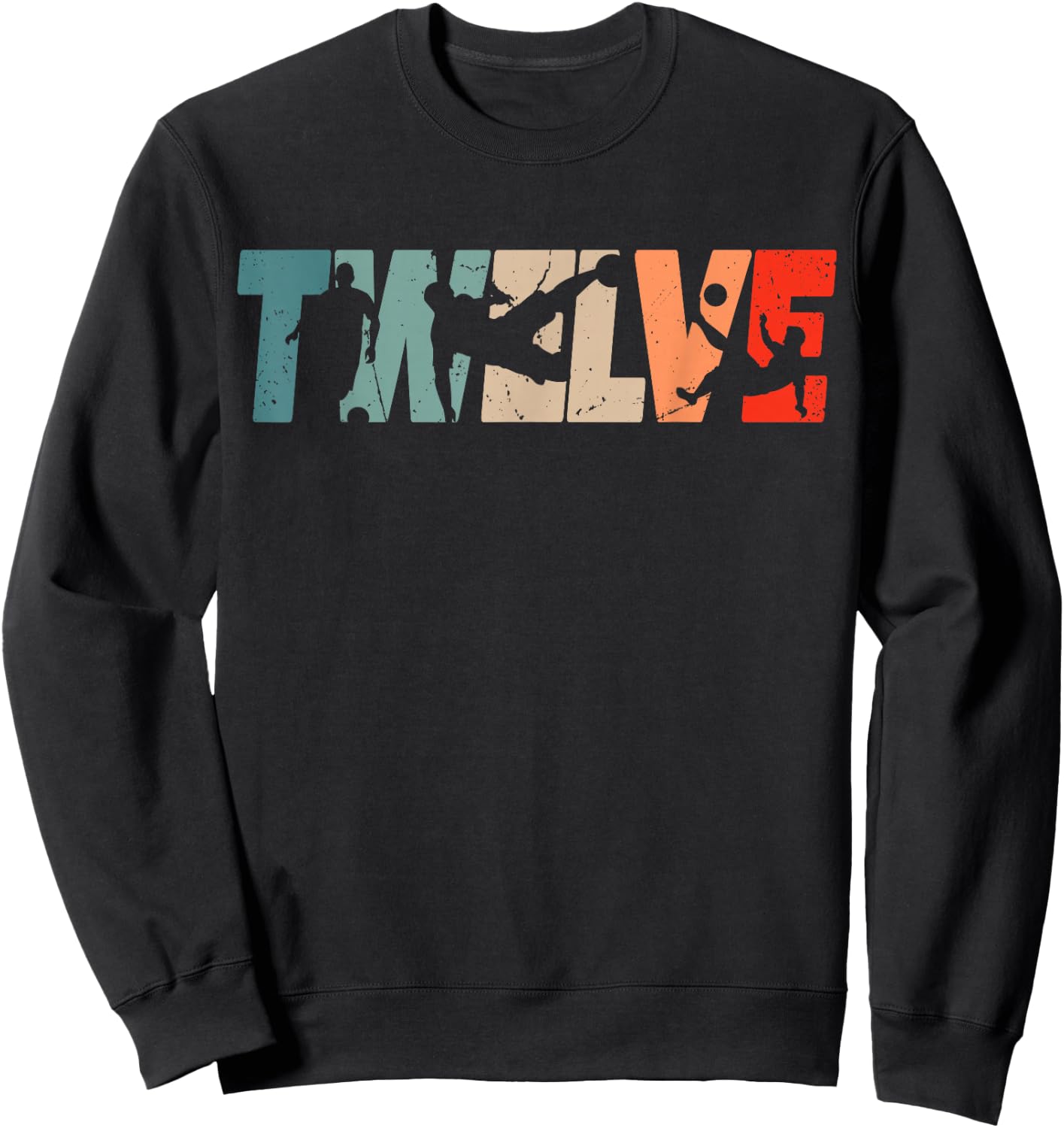 12. Geburtstag Retro Fußball 12 Jahre alt Junge Mädchen Sweatshirt - Sweatshirt | Black
