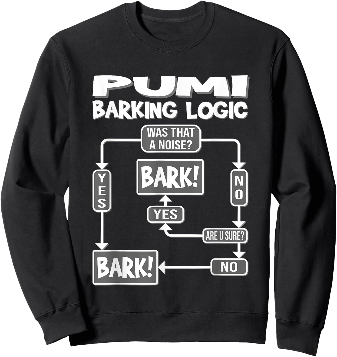 Dog Barking Logic, funny dog Gift, Funny Pumi Women Girls Kids Sweatshirt - Sweatshirt | Black