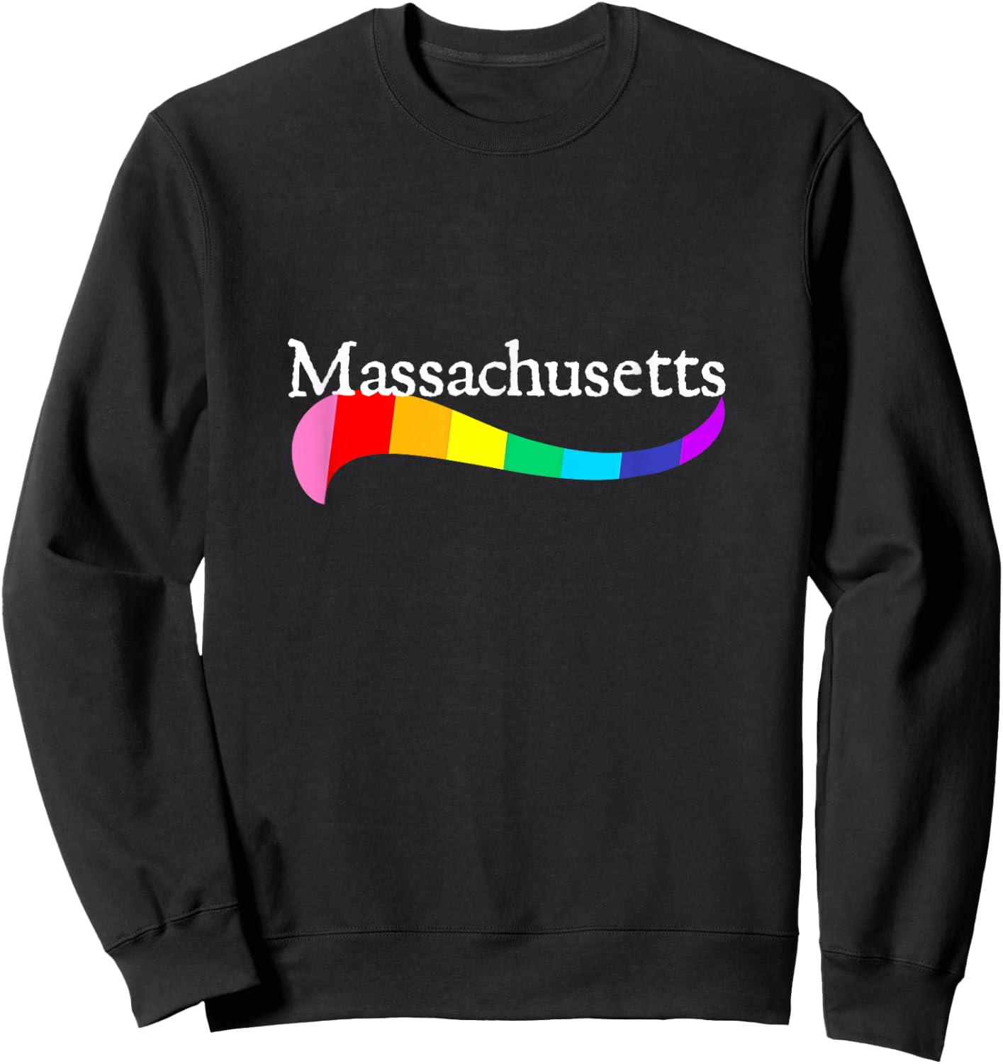 Happy Massachusetts LGBTQ Rainbow Logo Gay Pride Parade Love Sweatshirt - Sweatshirt | Black