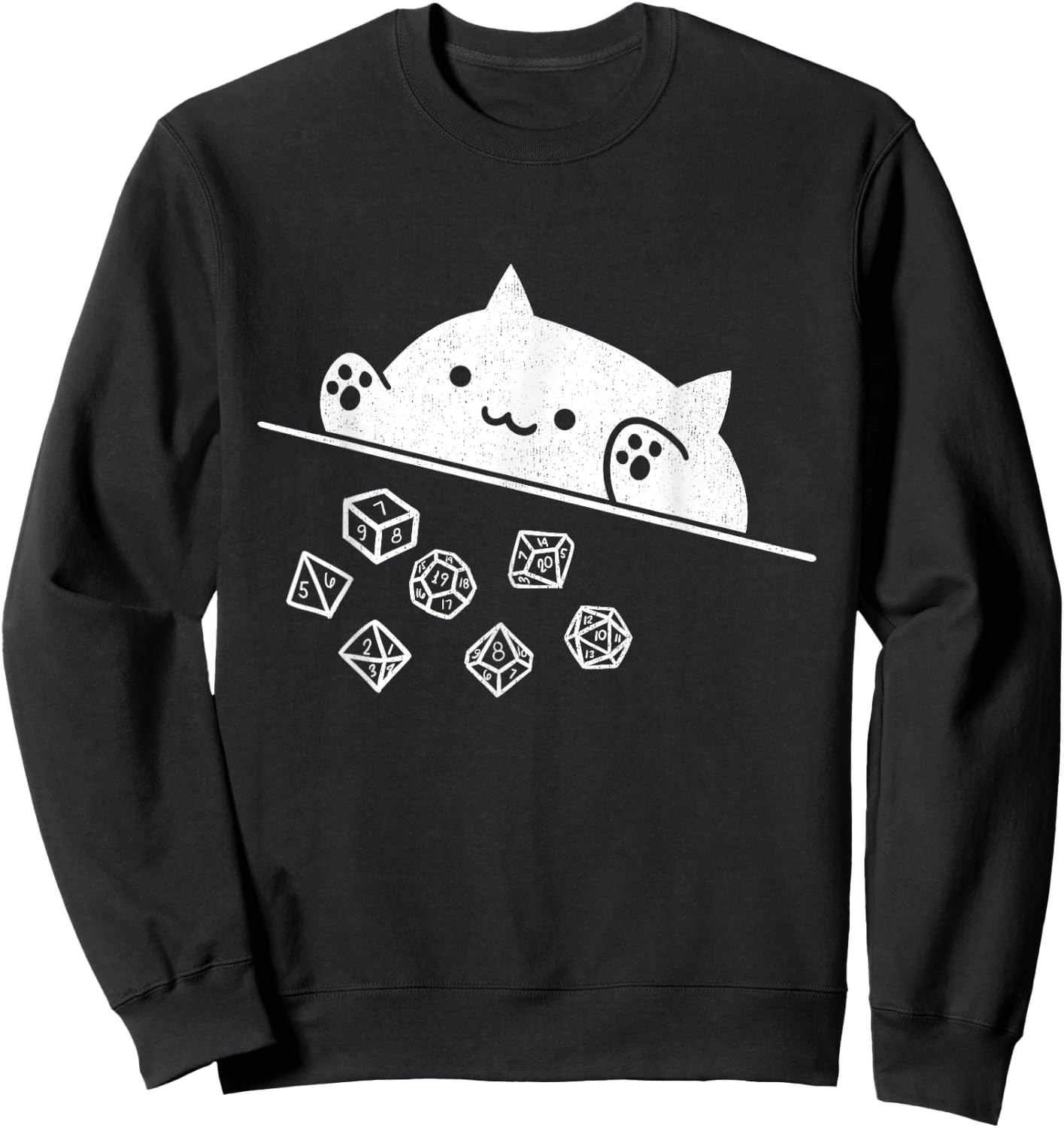 Niedliche Katze Gamer RPG Spiel Regenbogen Würfel Nerdy Männer Frauen Kinder Sweatshirt - Sweatshirt | Black