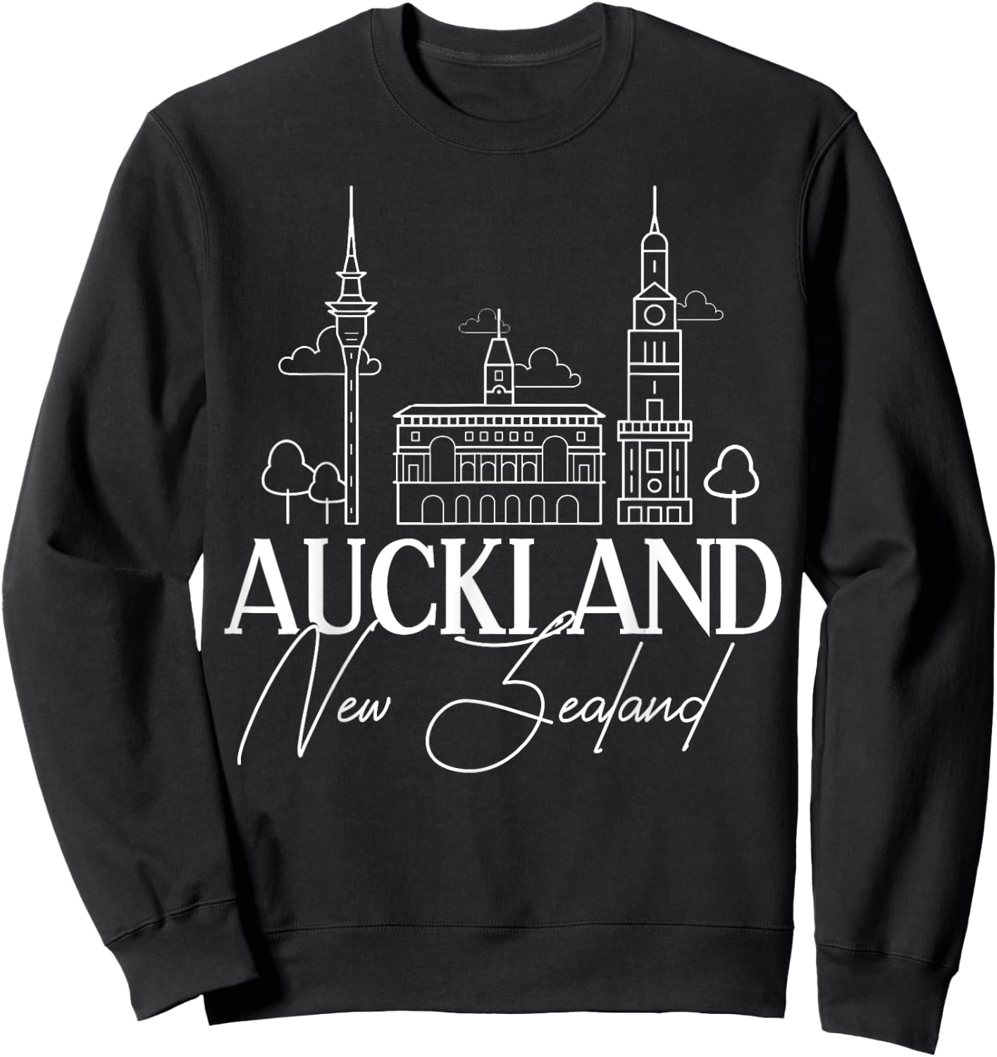 Auckland New Zealand City Skyline Map Travel Sweatshirt - Sweatshirt | Black