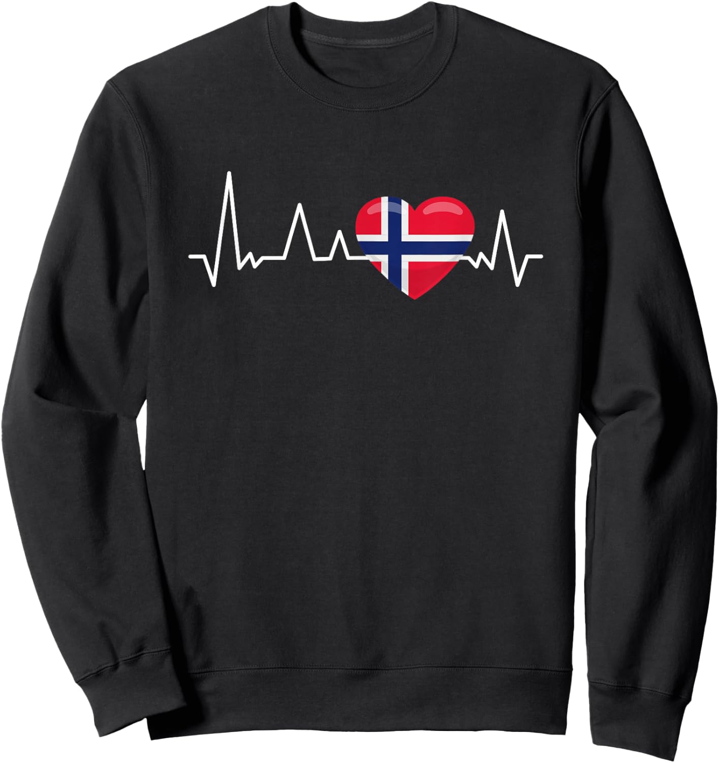 Norwegen Flagge Herzschlag Skandinavien Urlaub Sweatshirt - Sweatshirt | Black
