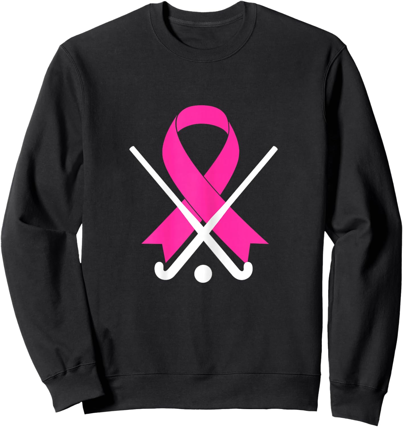 Field Hockey for Girls Breast Cancer Awareness Pink Ribbon Sweatshirt - Sweatshirt | Black