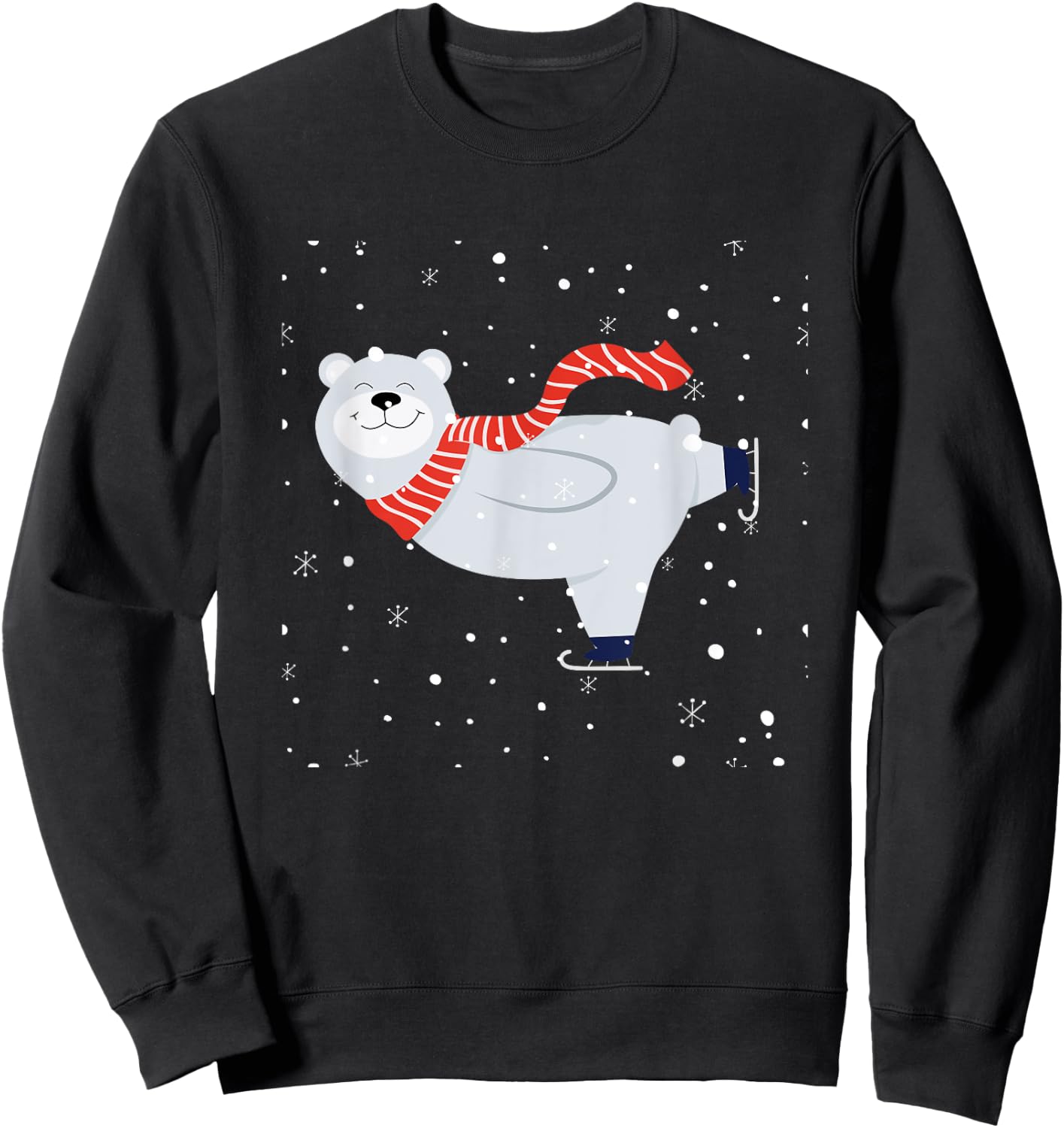 Polar Bear Ice Skating T shirt Funny Christmas Bear Lovers Sweatshirt - Sweatshirt | Black
