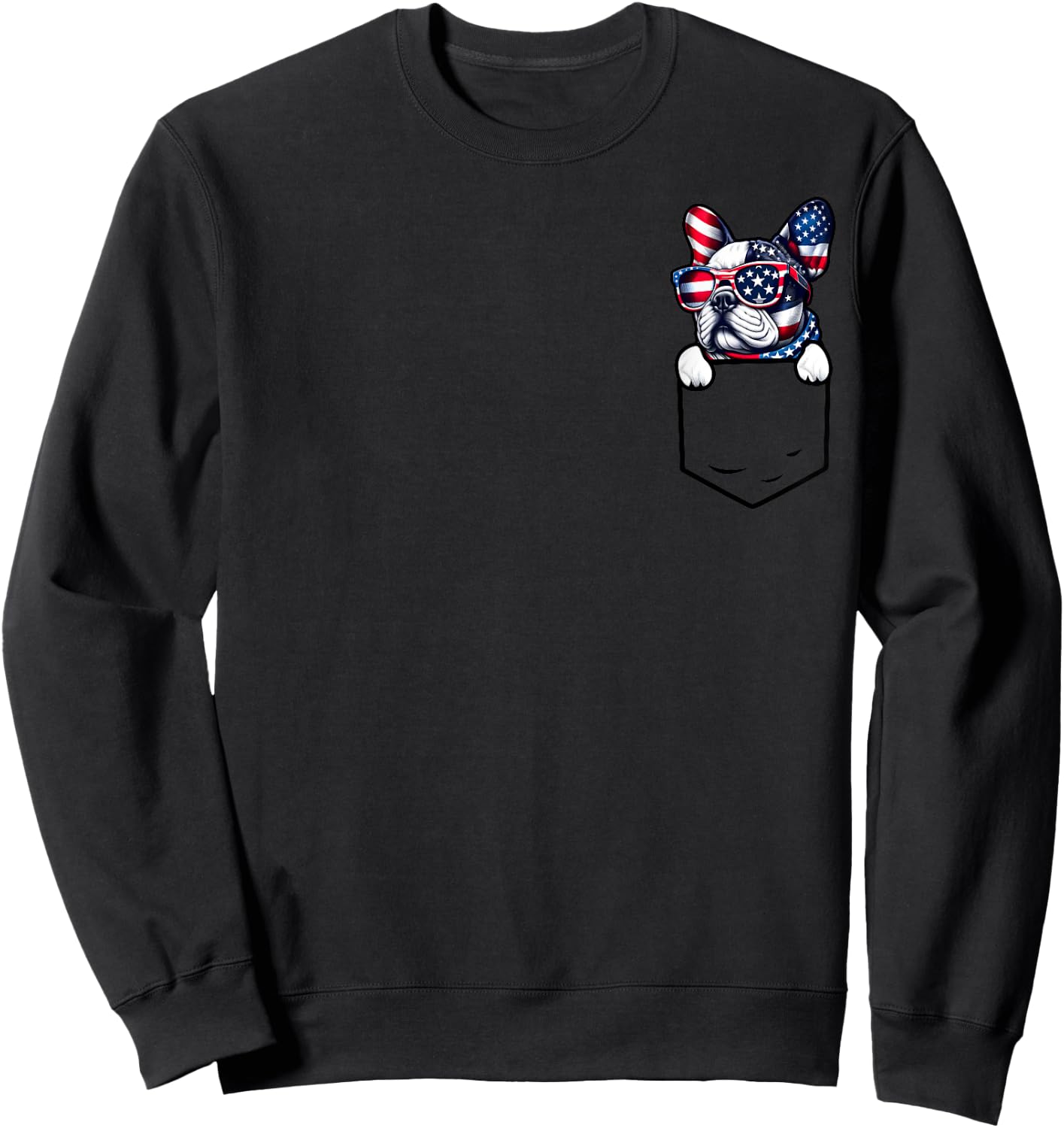 French Bulldog Pocket Frenchie American USA 4th Of July Dog Sweatshirt - Sweatshirt | Black