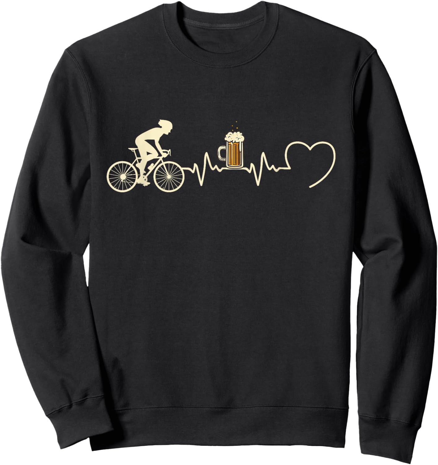 Homme Humour Velo Rigolo Humoristique Marrant Herren Damen Radfahrer Schwarz S Klassisch Kurzarm Doppelt Genähter Saum Geschenkidee Radfahrer Humor Bier Herzschlag Fahrrad Sweatshirt - Sweatshirt | Black
