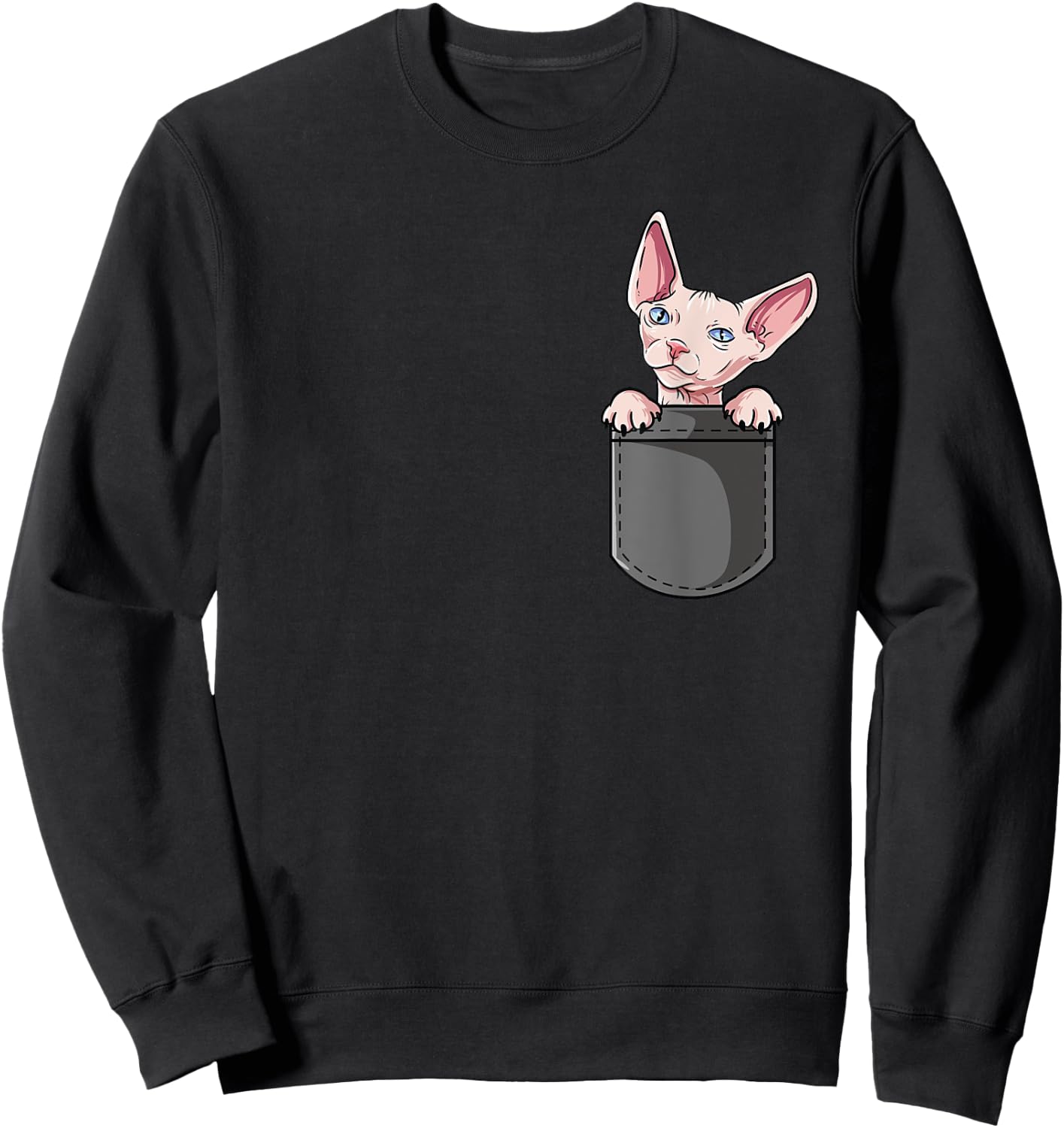 Cute Hairless Cat Design - Pocket Sphynx Sweatshirt - Sweatshirt | Black