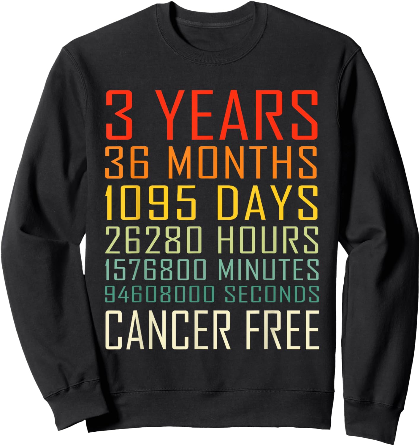Vintage Cancer Awareness Vintage 3 Years Cancer Free Sweatshirt - Sweatshirt | Black
