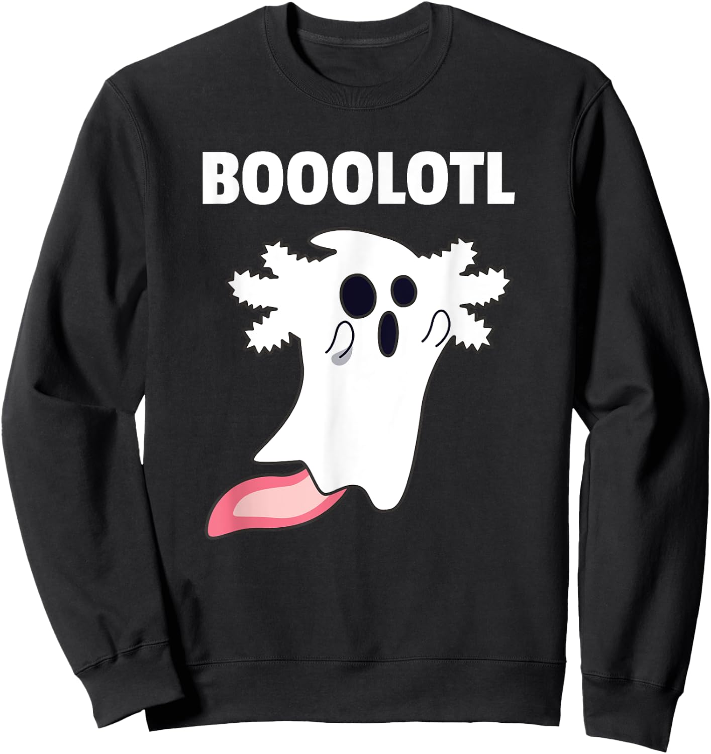 Booolotl - Boo Axolotl Ghost Halloween Kawaii Axolotl Sweatshirt - Sweatshirt | Black