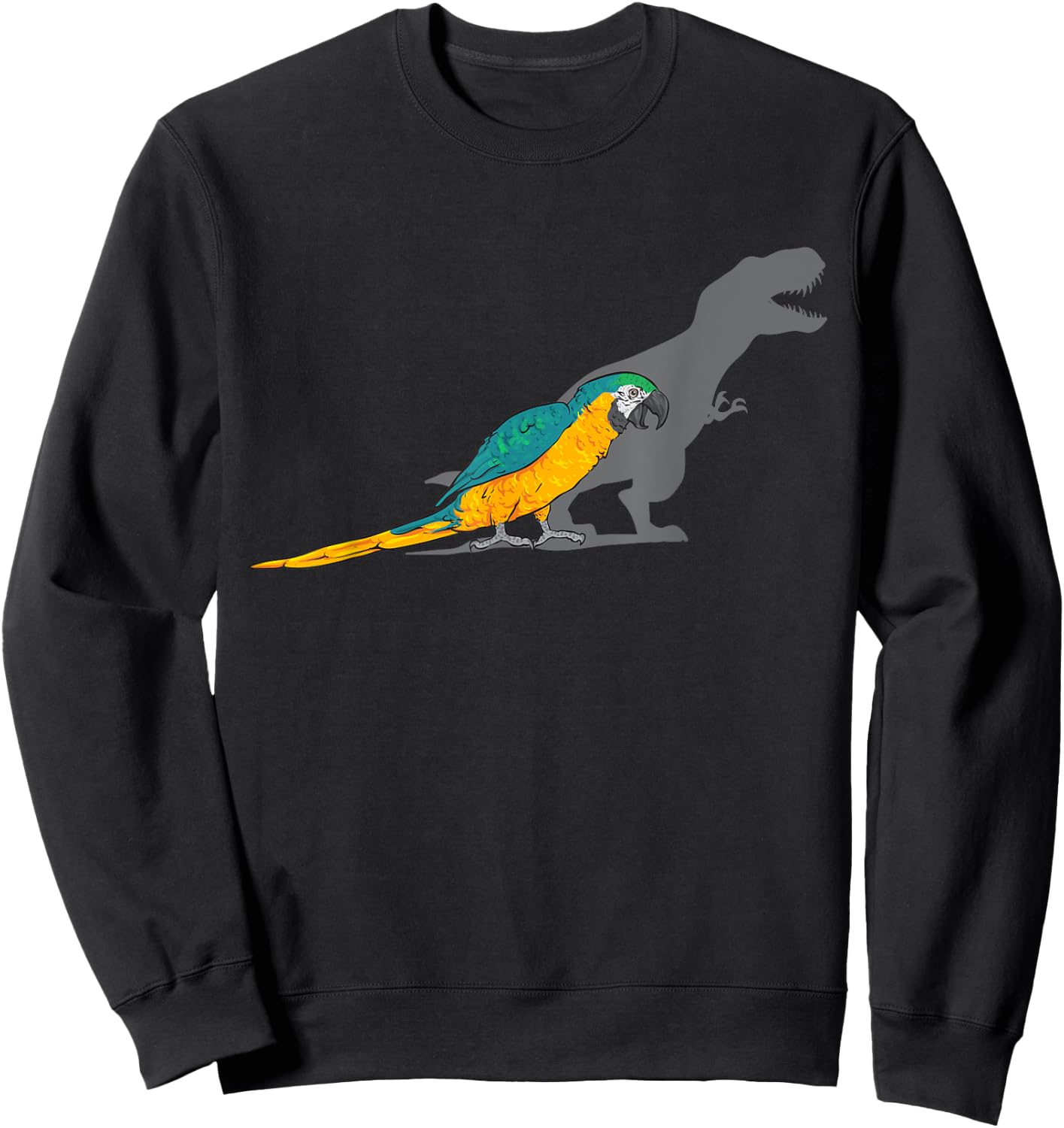 Macaw Parrot T-Rex Dinosaur Blue And Yellow Macaw Sweatshirt - Sweatshirt | Black