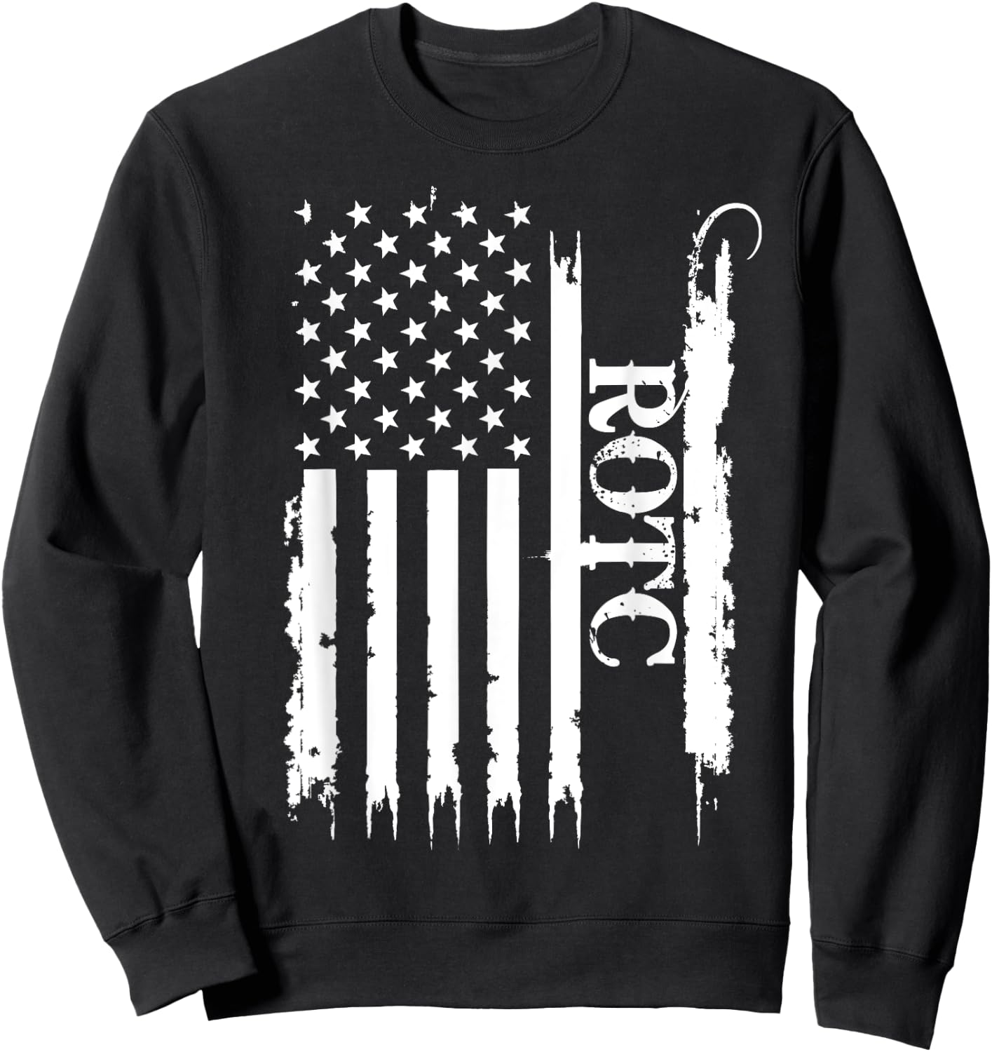 ROTC United States Distressed w US Flag Sweatshirt - Sweatshirt | Black