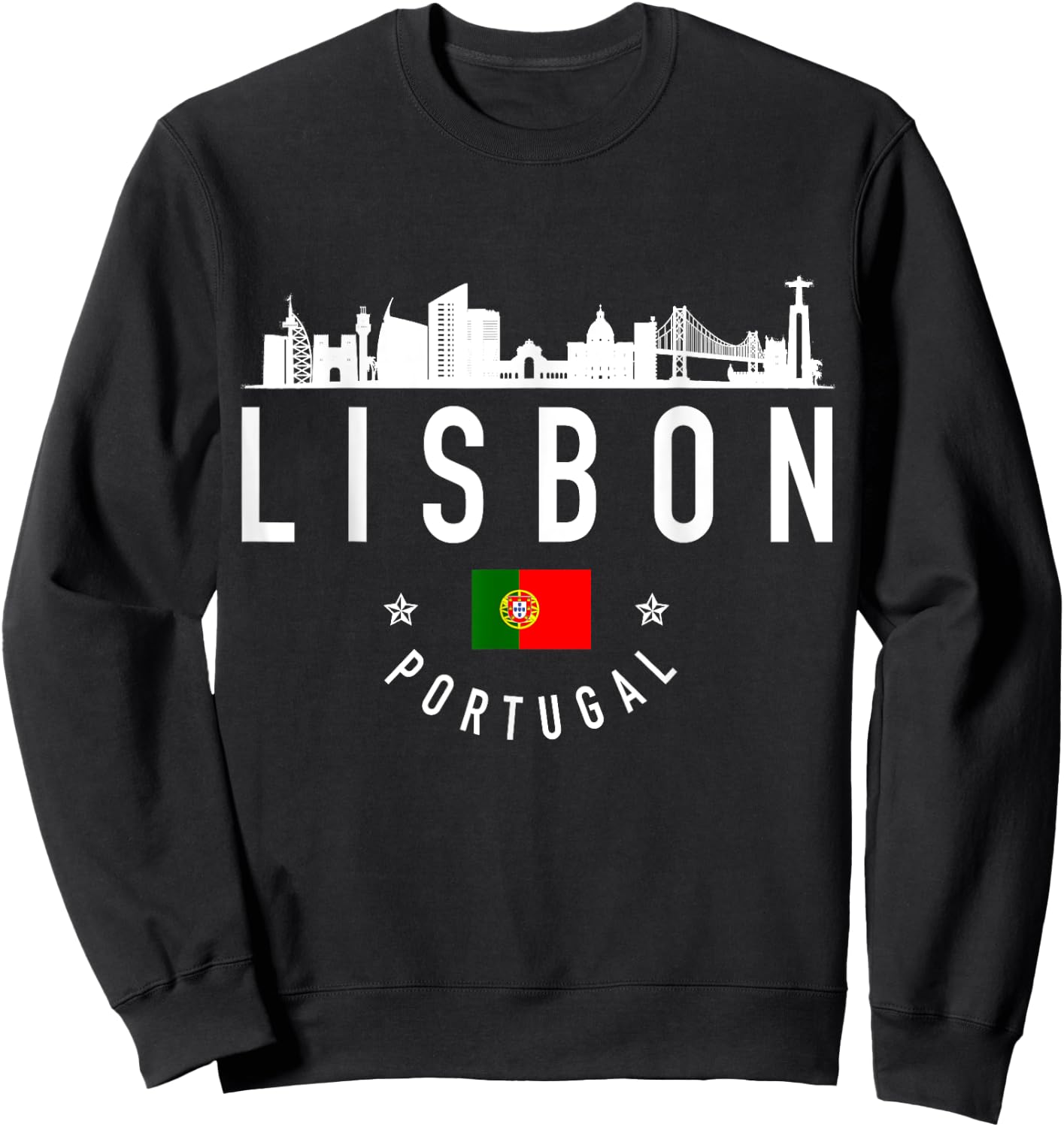 Lisbon Portugal Skyline Portuguese Flag Pride Souvenir Sweatshirt - Sweatshirt | Black