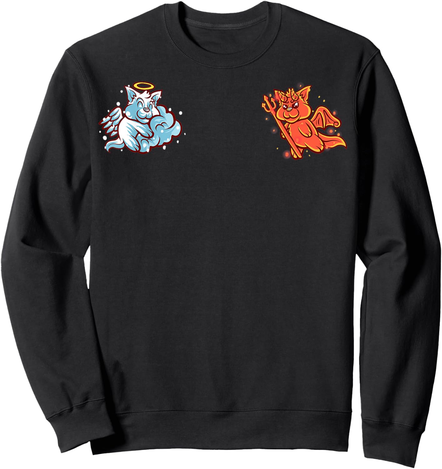 Red Squirrel Angel And Devil Sitting On Your Shoulder Nerd Sweatshirt - Sweatshirt | Black
