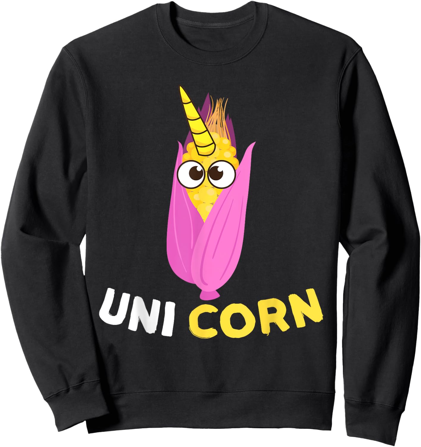 Uni Corn Shirt | Funny Magical Corn Lovers Gift Sweatshirt - Sweatshirt | Black