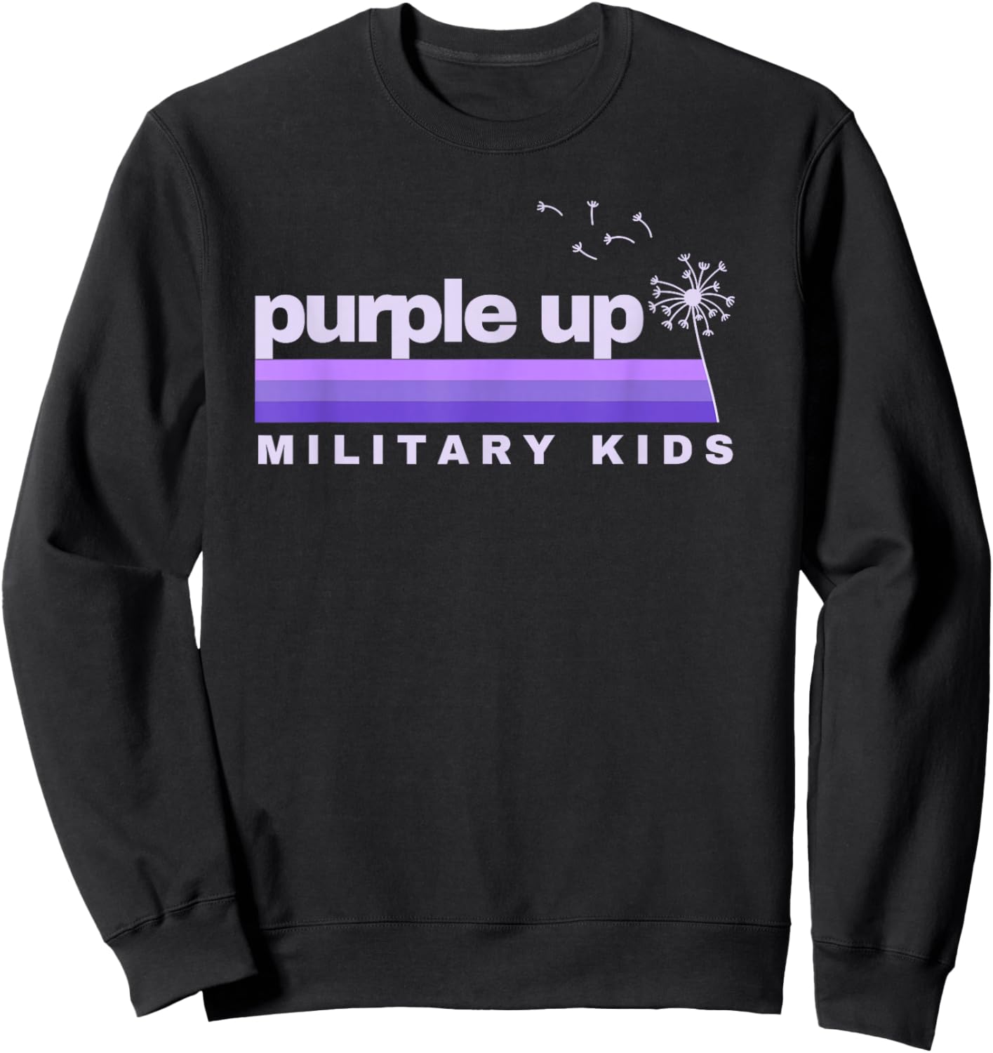 Purple Up For Military Kids Military Child Month Dandelion Sweatshirt - Sweatshirt | Black