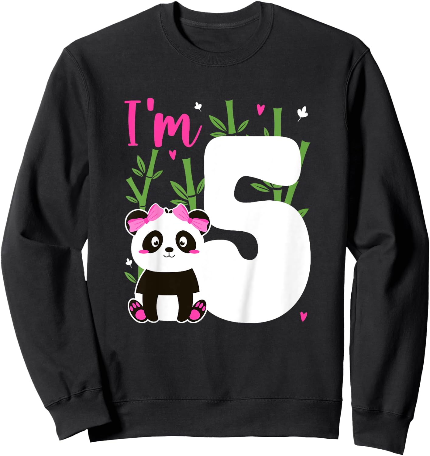 Kids 5th Panda Birthday 5 Year Old Girl Panda Bear Birthday Sweatshirt - Sweatshirt | Black