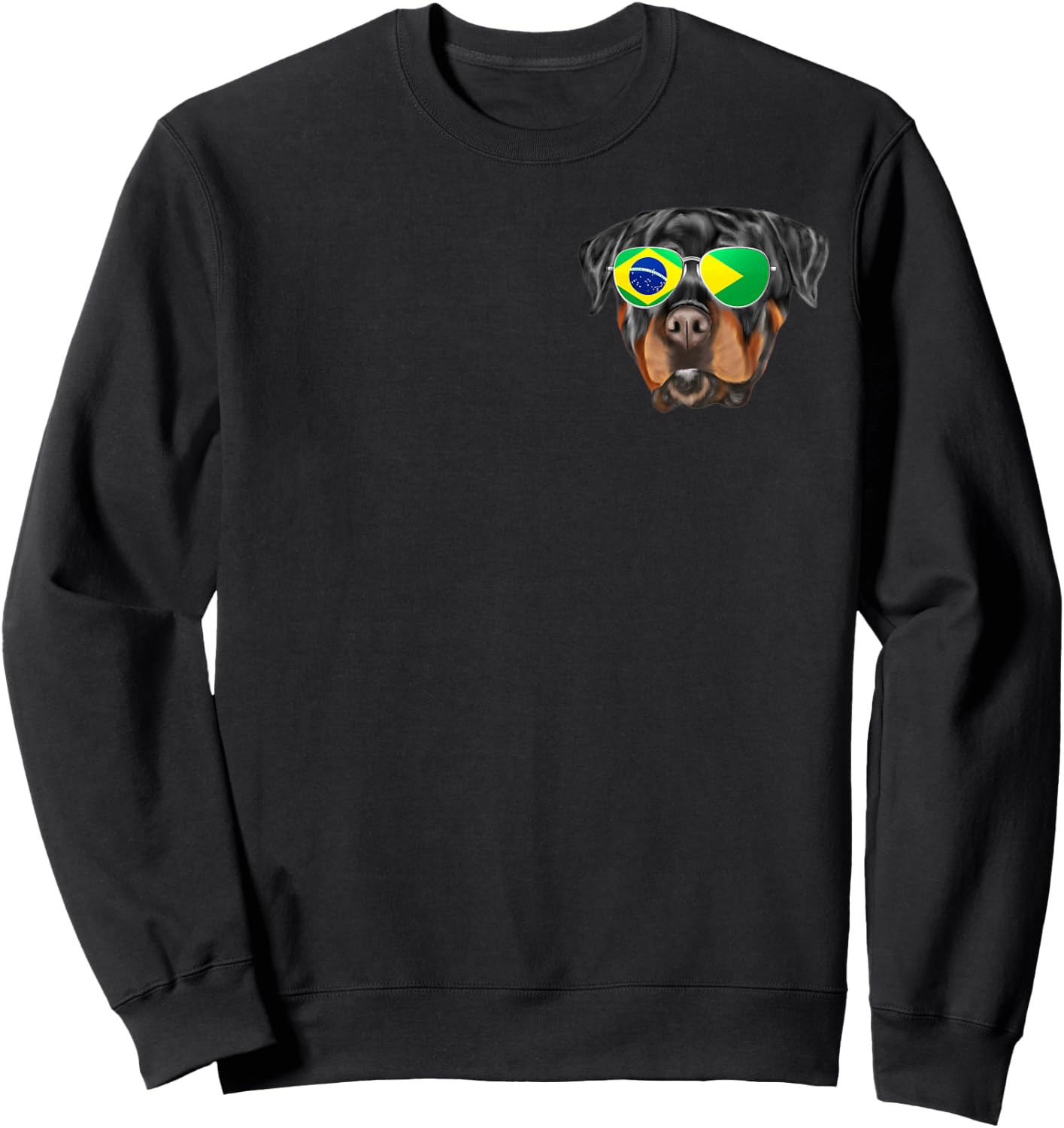 Brazilian Flag Rottweiler Dog Brazil Pocket Sweatshirt - Sweatshirt | Black