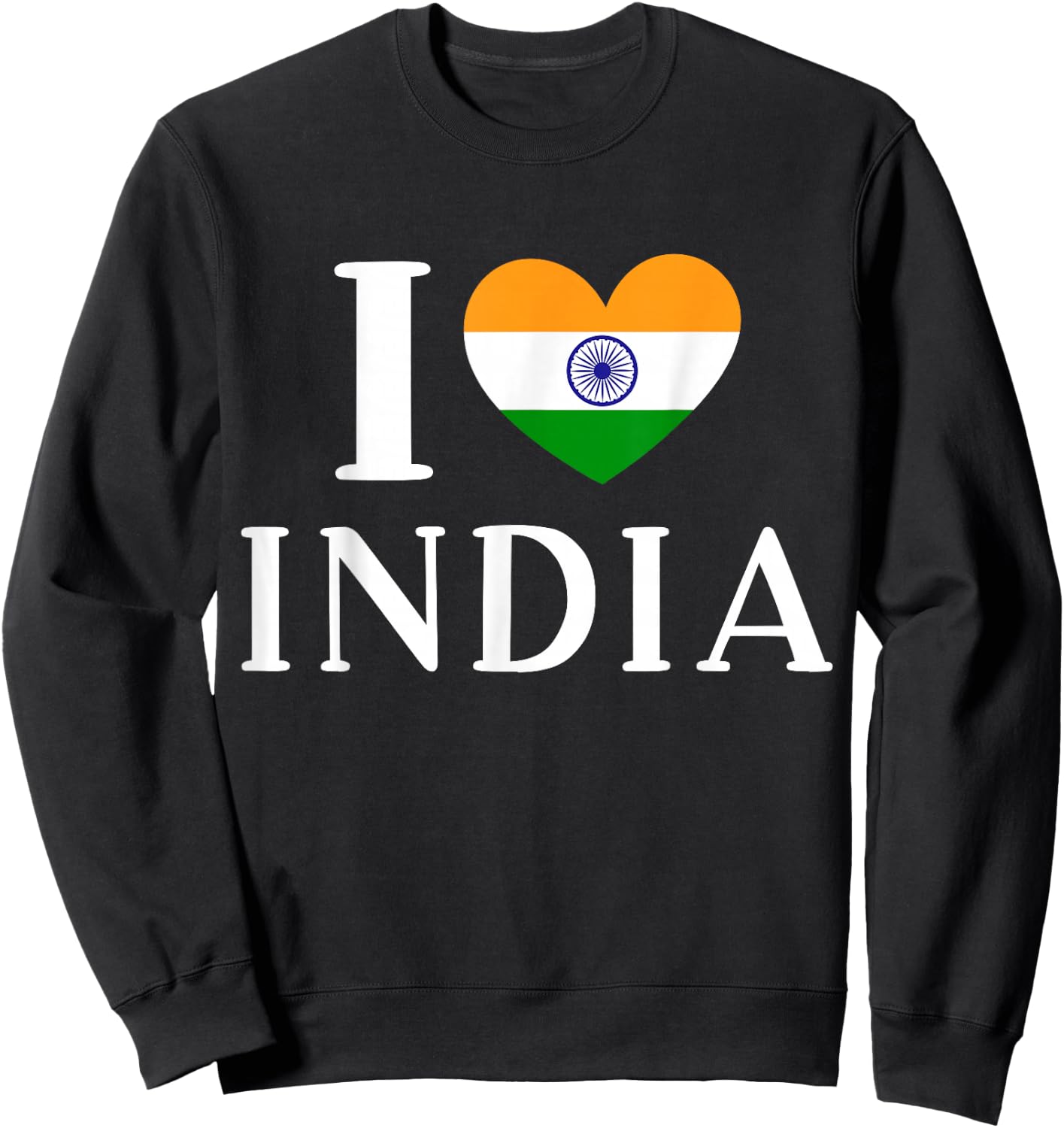 I Love India Flag Heart , Black, S Sweatshirt - Sweatshirt | Black