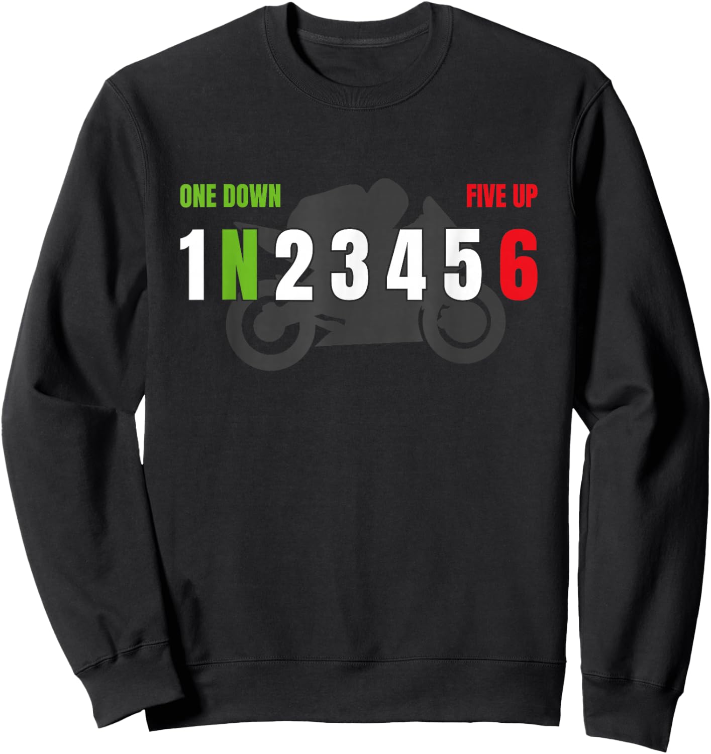 Motorrad Gangschaltung One Down Five Up Biker Racing Sweatshirt - Sweatshirt | Black