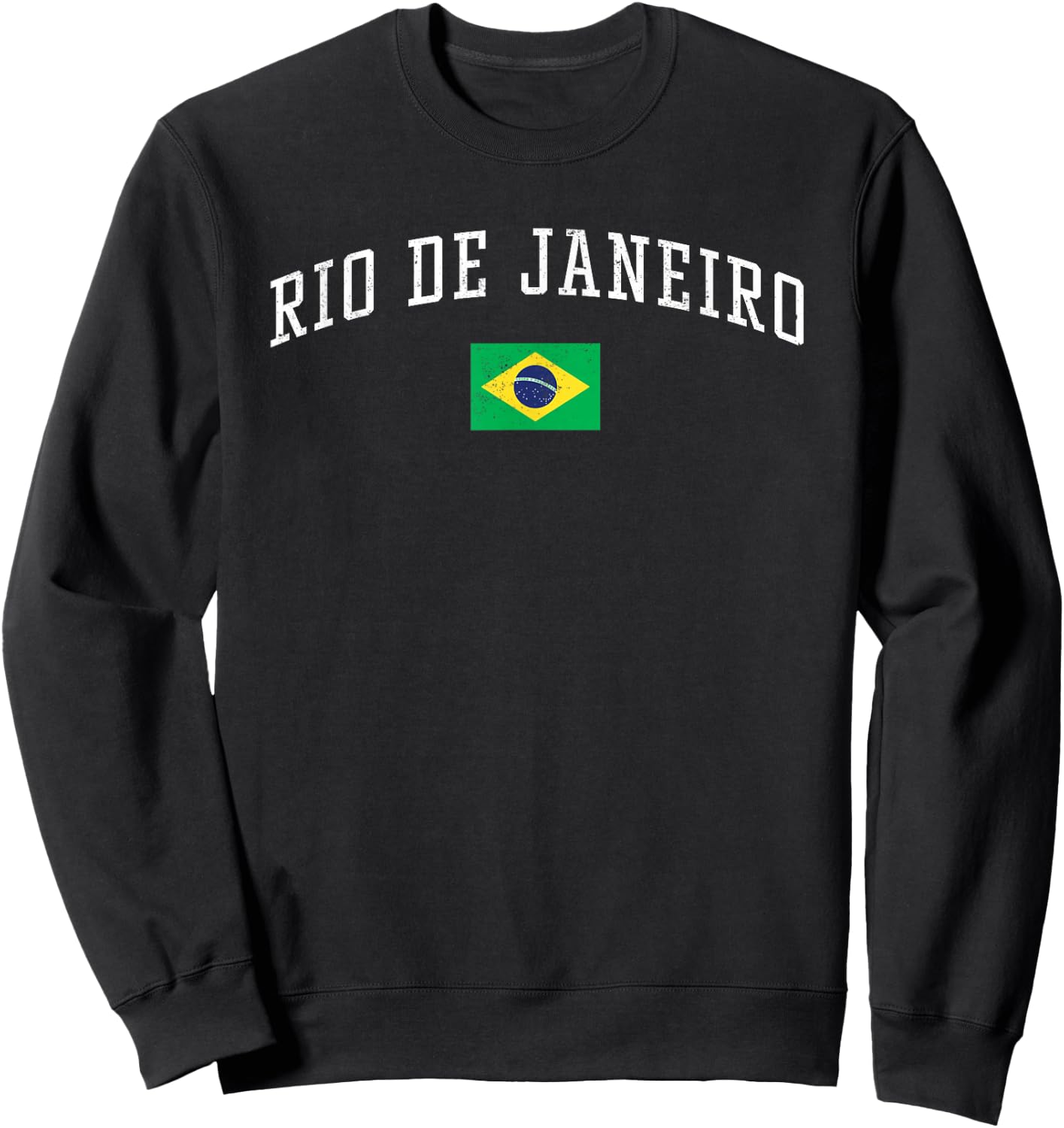 Vintage Rio de Janeiro Brasil Country Flag Souvenir Vacation Sweatshirt - Sweatshirt | Black