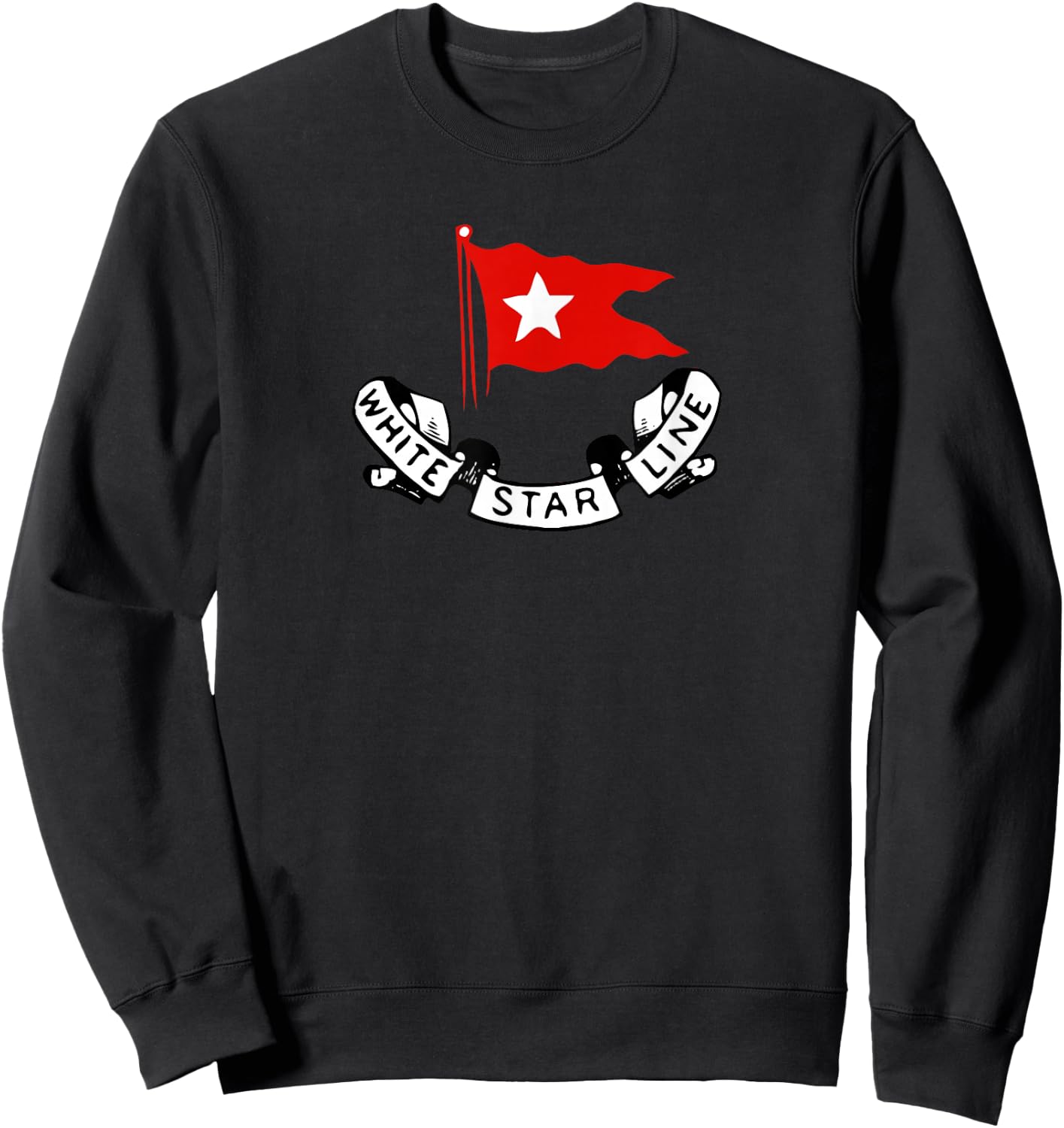 RMS Titanic White Star Line - Red Flag Star Logo Sweatshirt - Sweatshirt | Black