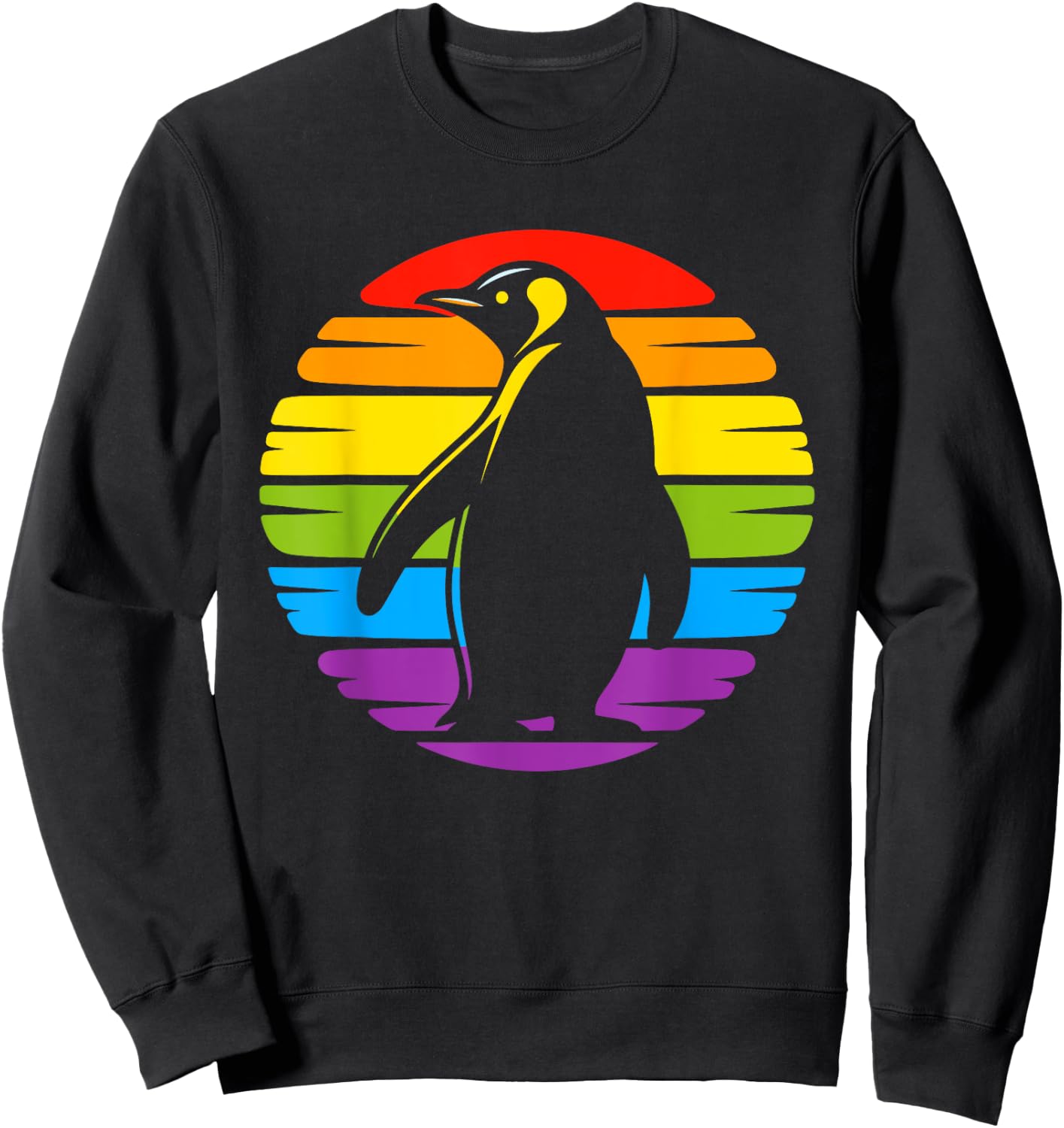 LGBTQ Penguin Lovers Costume Women Retro Penguin Rainbow LGBT Lesbian Gay Pride Penguin Sweatshirt - Sweatshirt | Black
