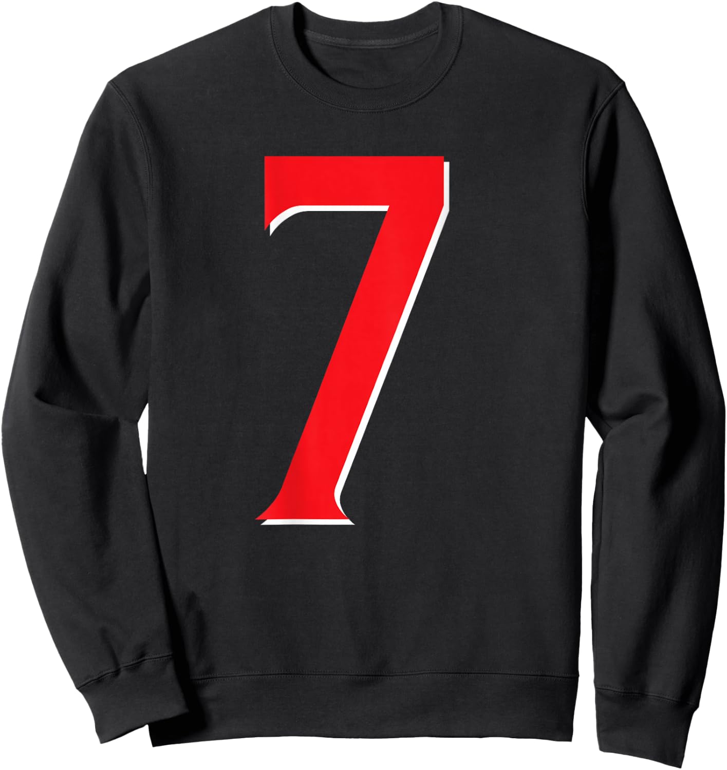 #7 Jersey Uniform Varsity Sports Number Red, 7th Birthday Sweatshirt - Sweatshirt | Black