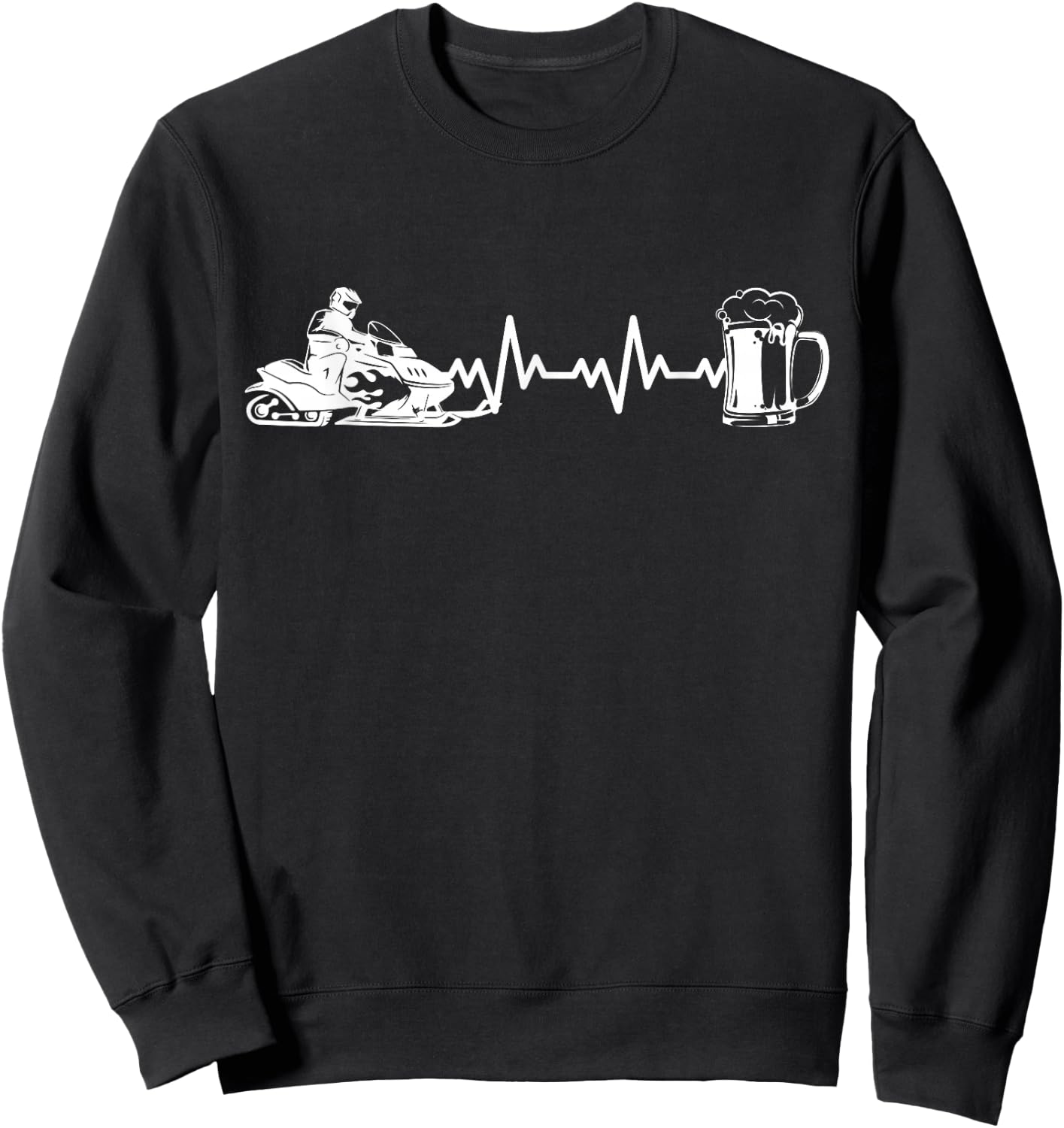 Snowmobil Snow Machine - Heartbeat EKG Snowmobiling Sweatshirt - Sweatshirt | Black