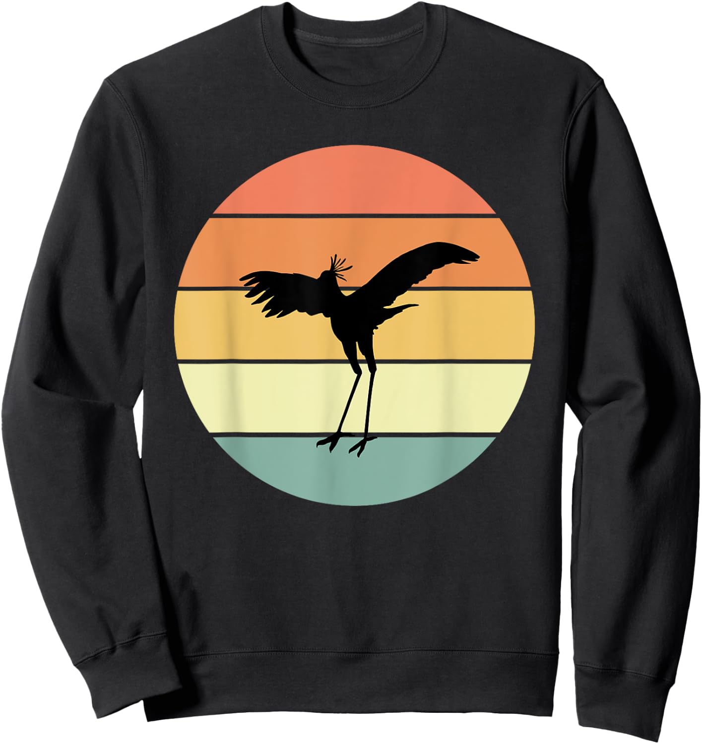 Retro Secretary Bird Apparel Birds Love Birding Sweatshirt - Sweatshirt | Black