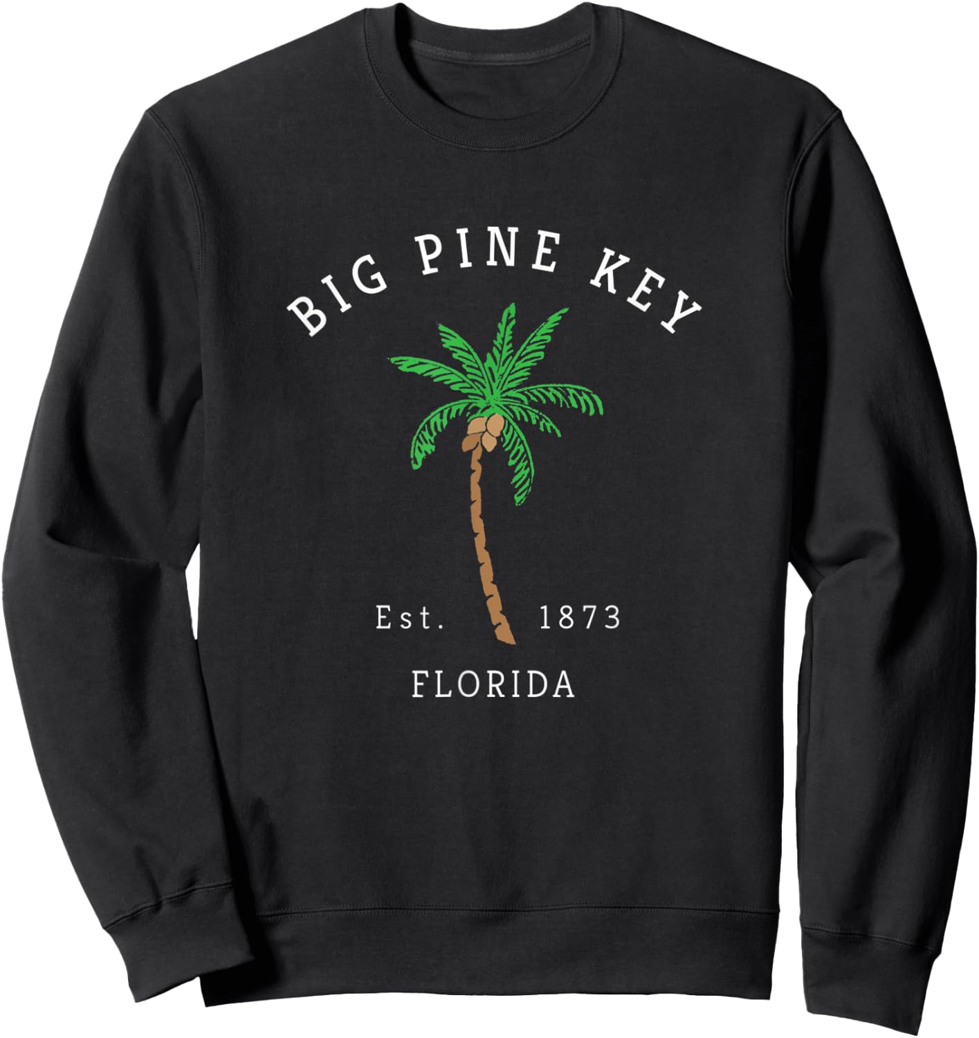 Retro Cool Big Pine Key Florida Keys Colorful Palm Tree Sweatshirt - Sweatshirt | Black