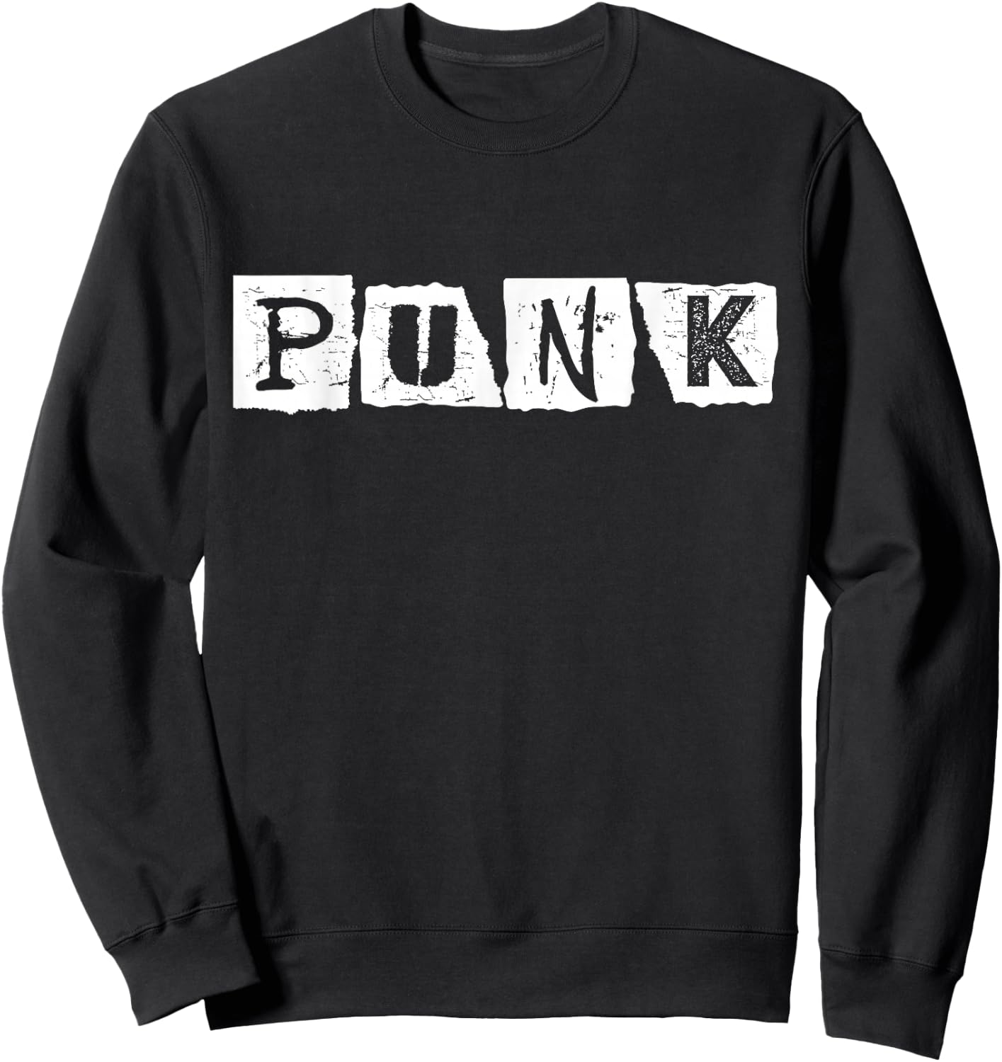 Punk Rock Alternative Musik Retro Distressed Typografie Sweatshirt - Sweatshirt | Black