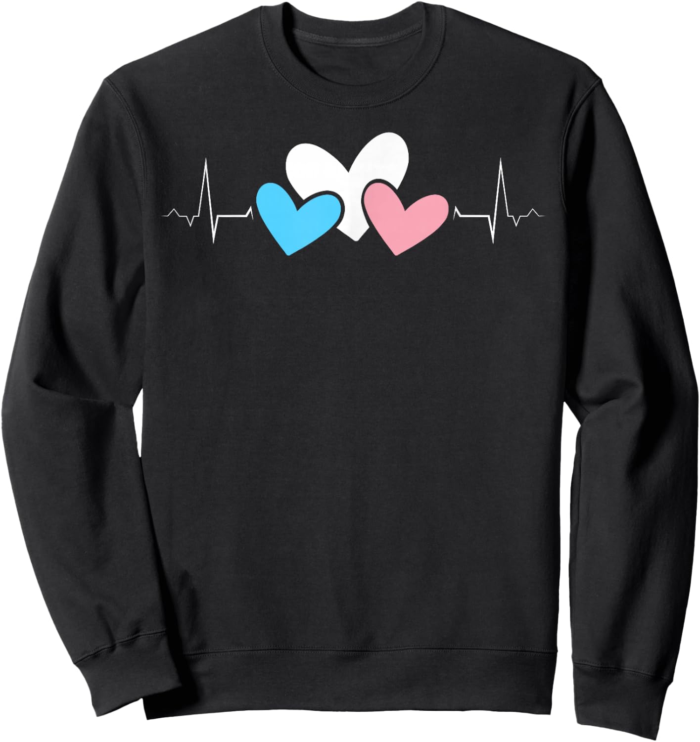 Transgender Hearts Heartbeat LGBTQ+ Pride Love Colors Sweatshirt - Sweatshirt | Black