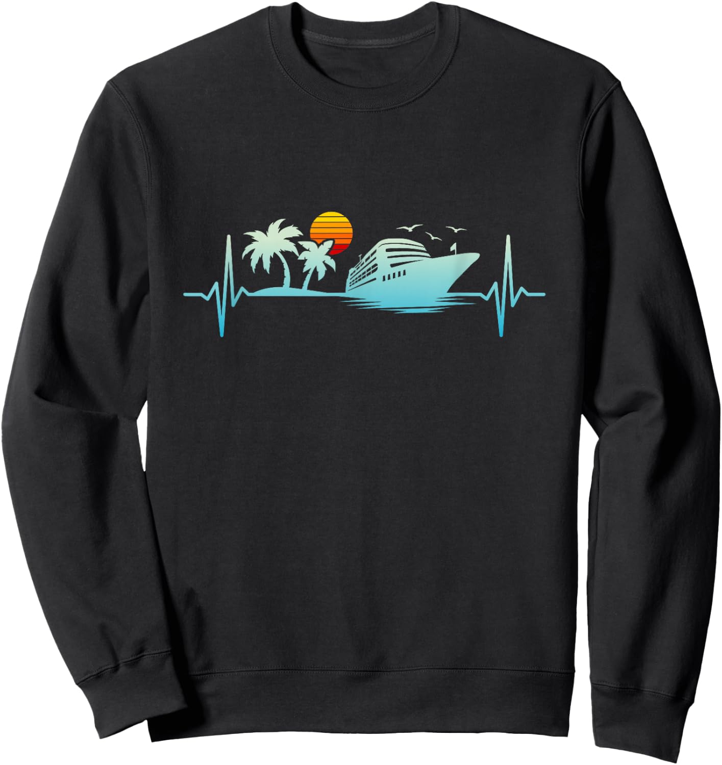 Cruise Heartbeat Summer Holiday Cruise Ship , black Sweatshirt - Sweatshirt | Black