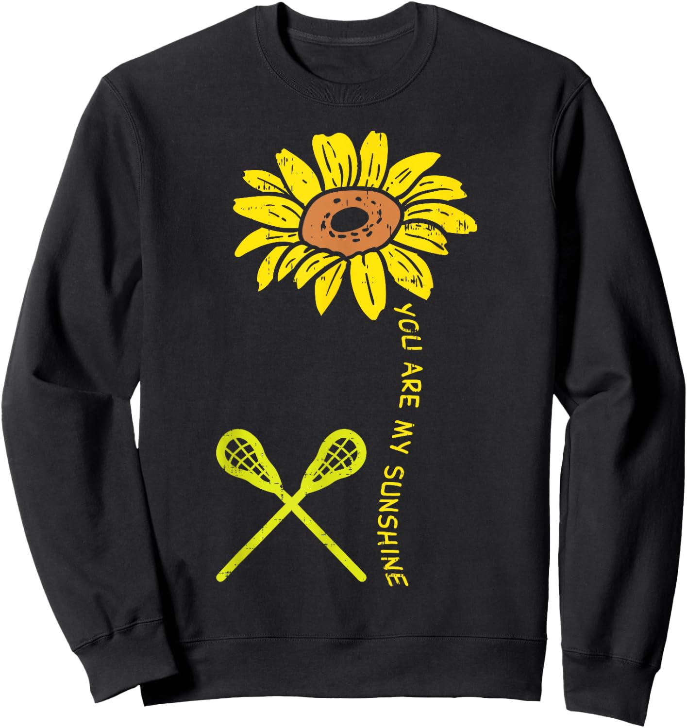 Sunflower Sunshine Lacrosse Lax Player Goalie Men Women Kids Sweatshirt - Sweatshirt | Black
