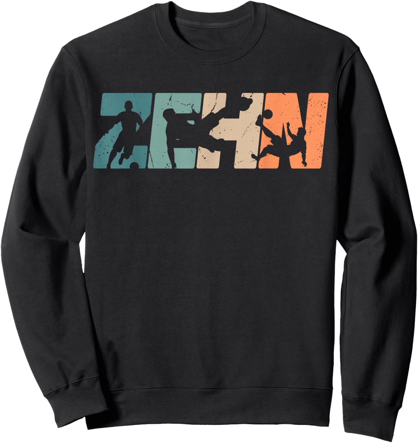 10. Geburtstag Retro Fussball Fan Spieler 10 Jahre Junge Sweatshirt - Sweatshirt | Black