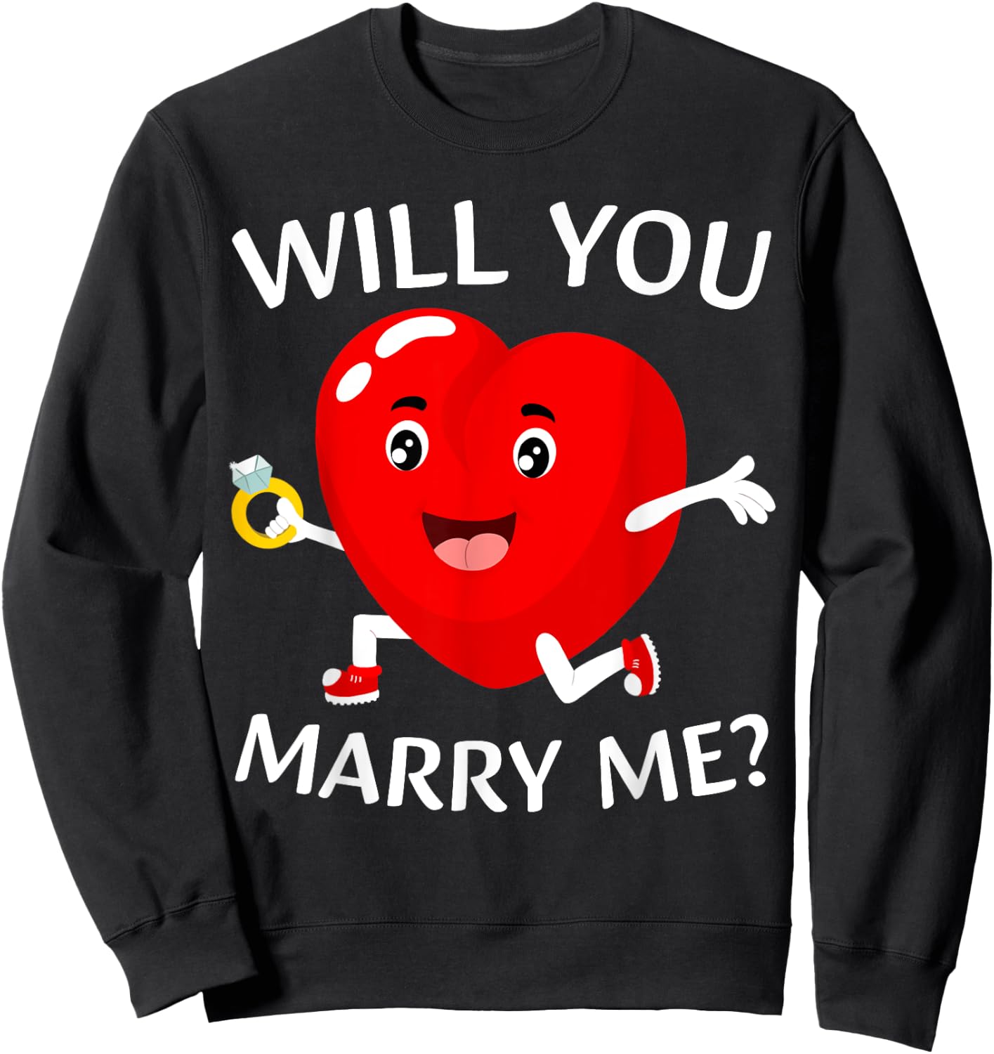 Will You Marry Me? Love Heart Marriage Proposal Wedding Art Sweatshirt - Sweatshirt | Black